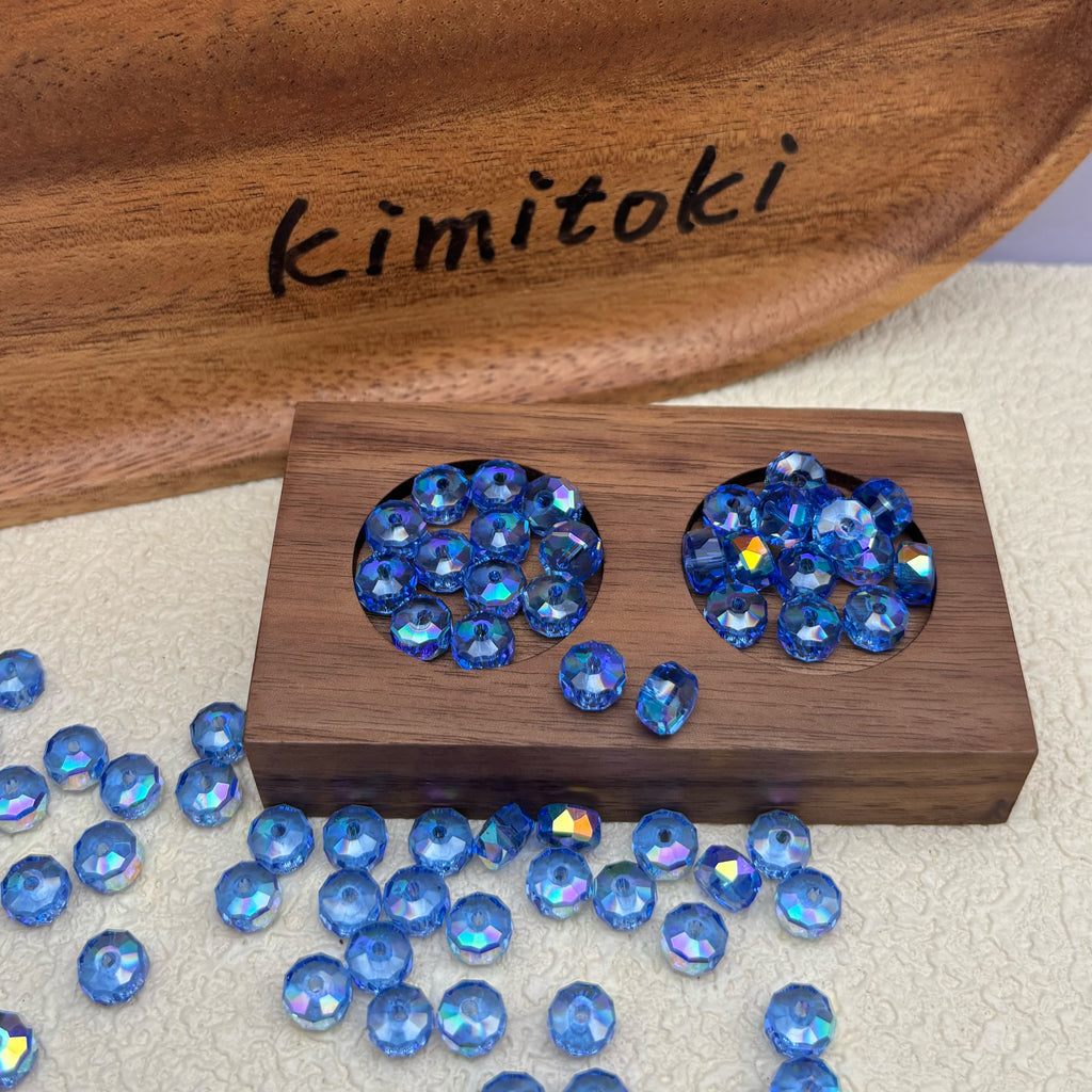 8mm | スカイブルー x オーロラカラーのロンデルビーズ