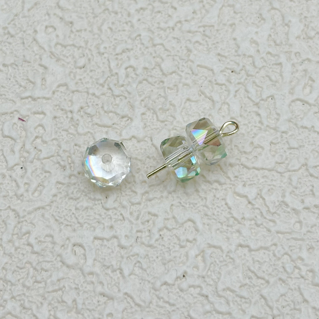 8mm | シアーグリーン x オーロラカラーのロンデルビーズ