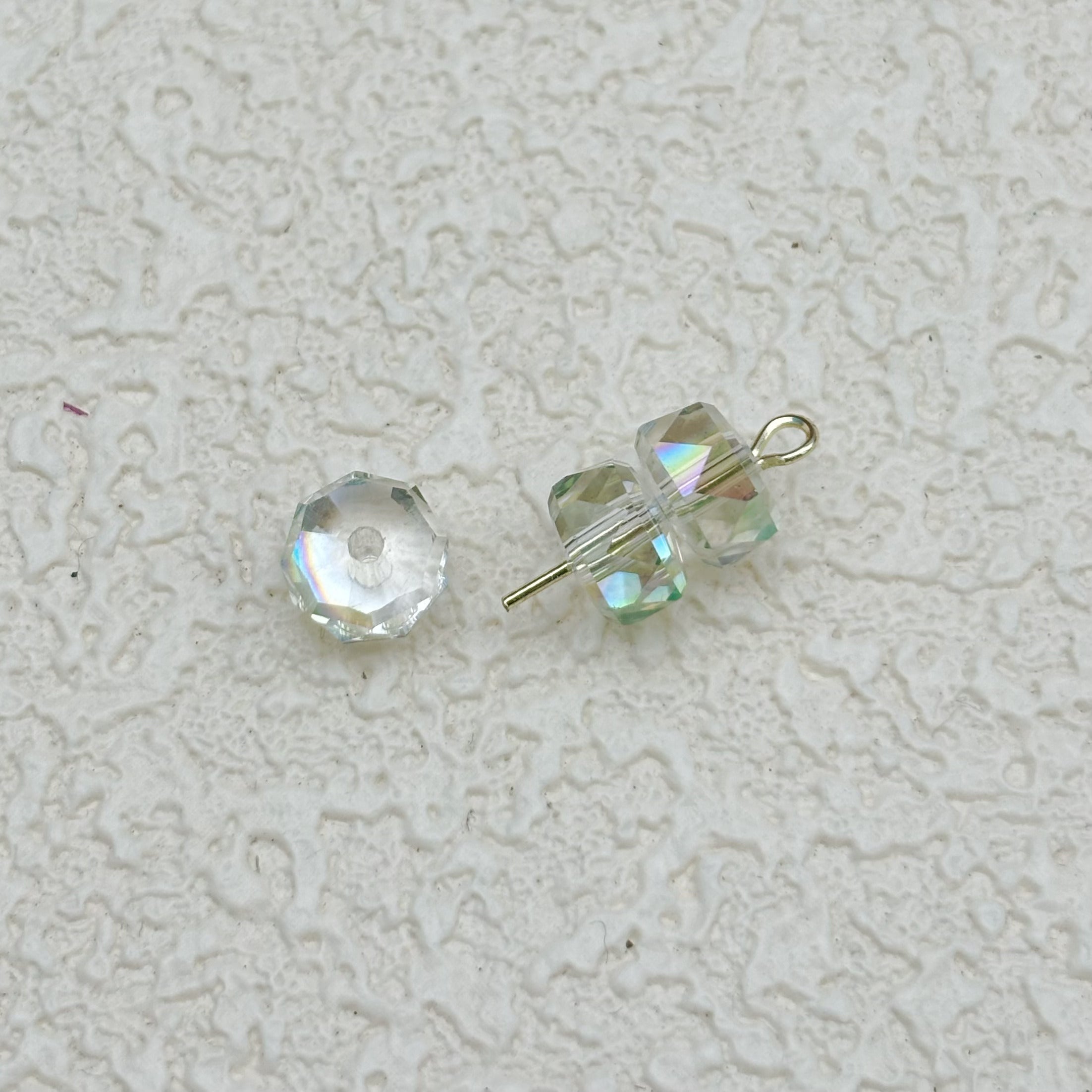 8mm | シアーグリーン x オーロラカラーのロンデルビーズ