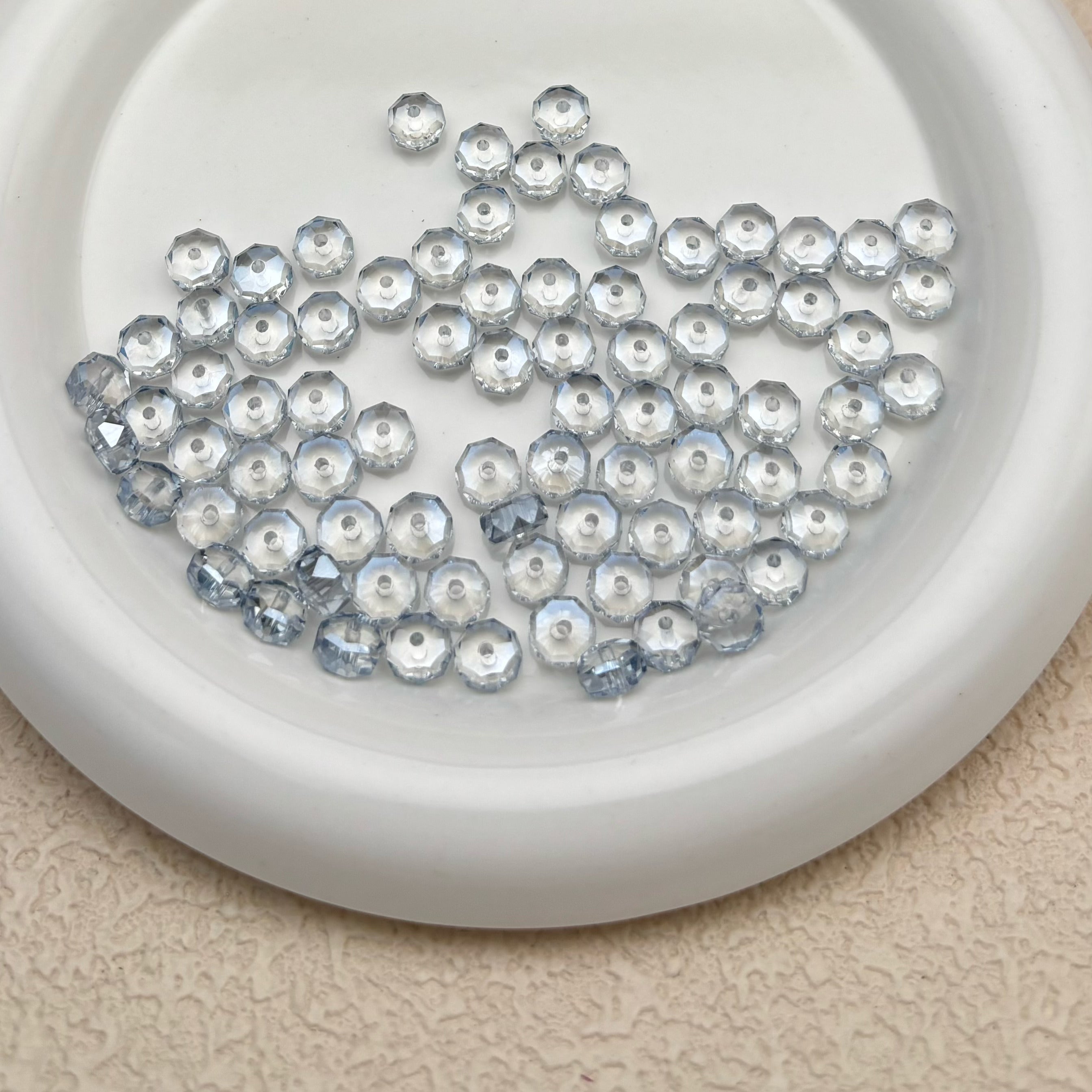 8mm | スモークブルー x オーロラカラーのロンデルビーズ