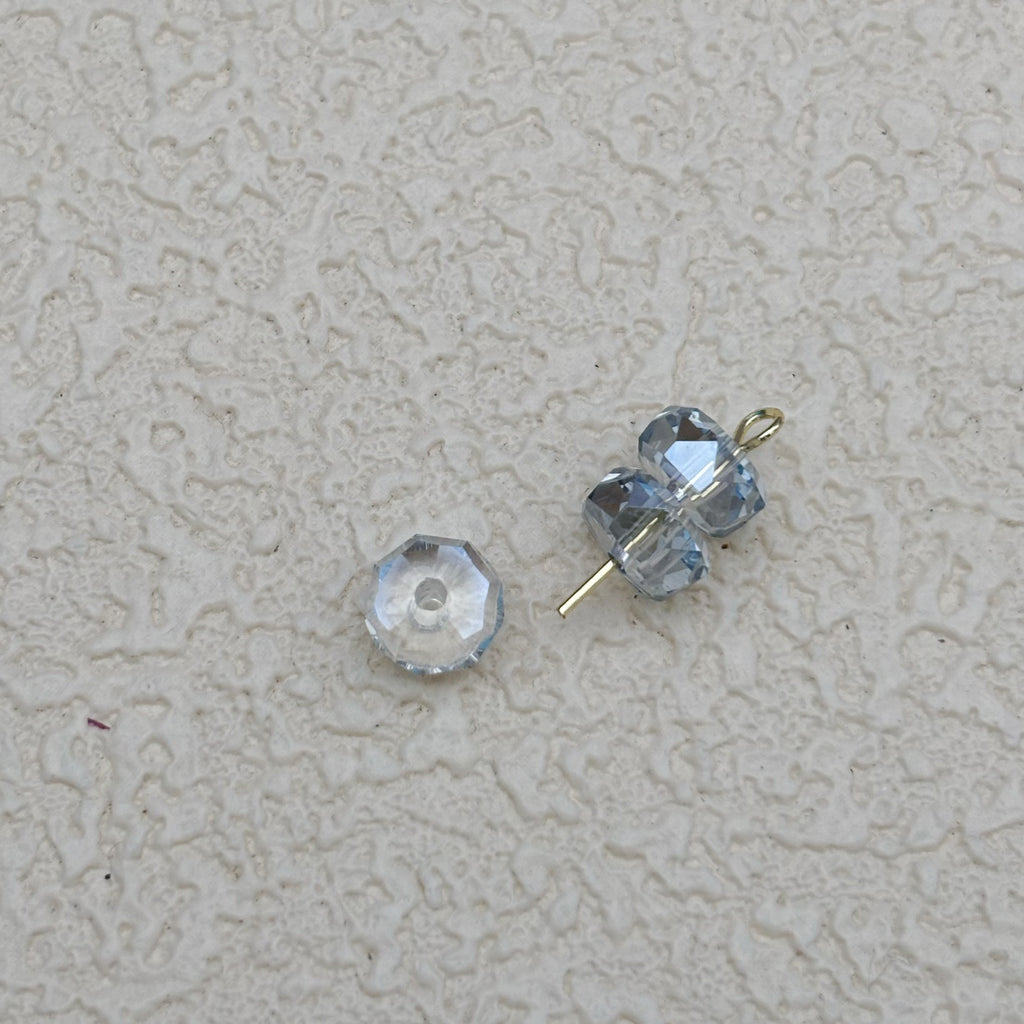 8mm | スモークブルー x オーロラカラーのロンデルビーズ