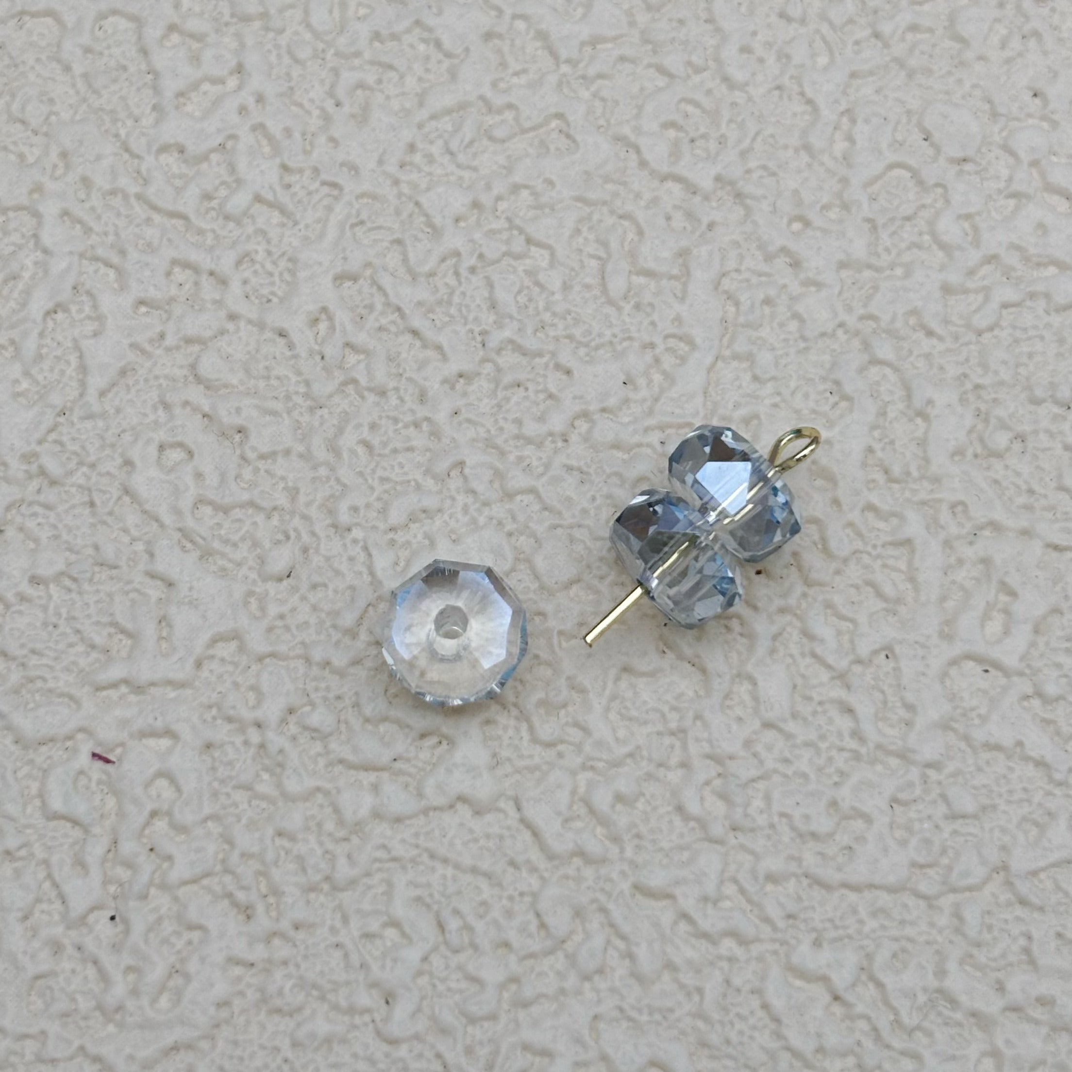 8mm | スモークブルー x オーロラカラーのロンデルビーズ