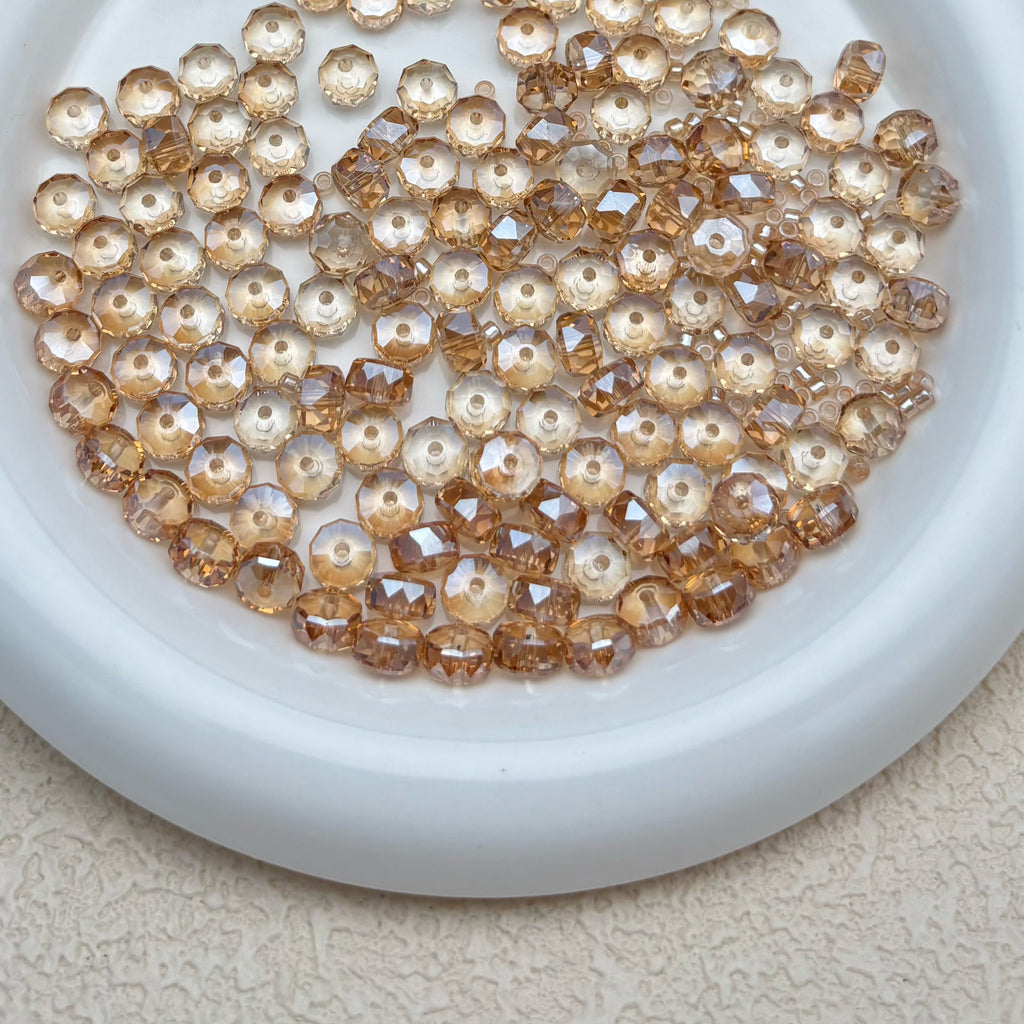 8mm | シャンパンカラー x オーロラカラーのロンデルビーズ