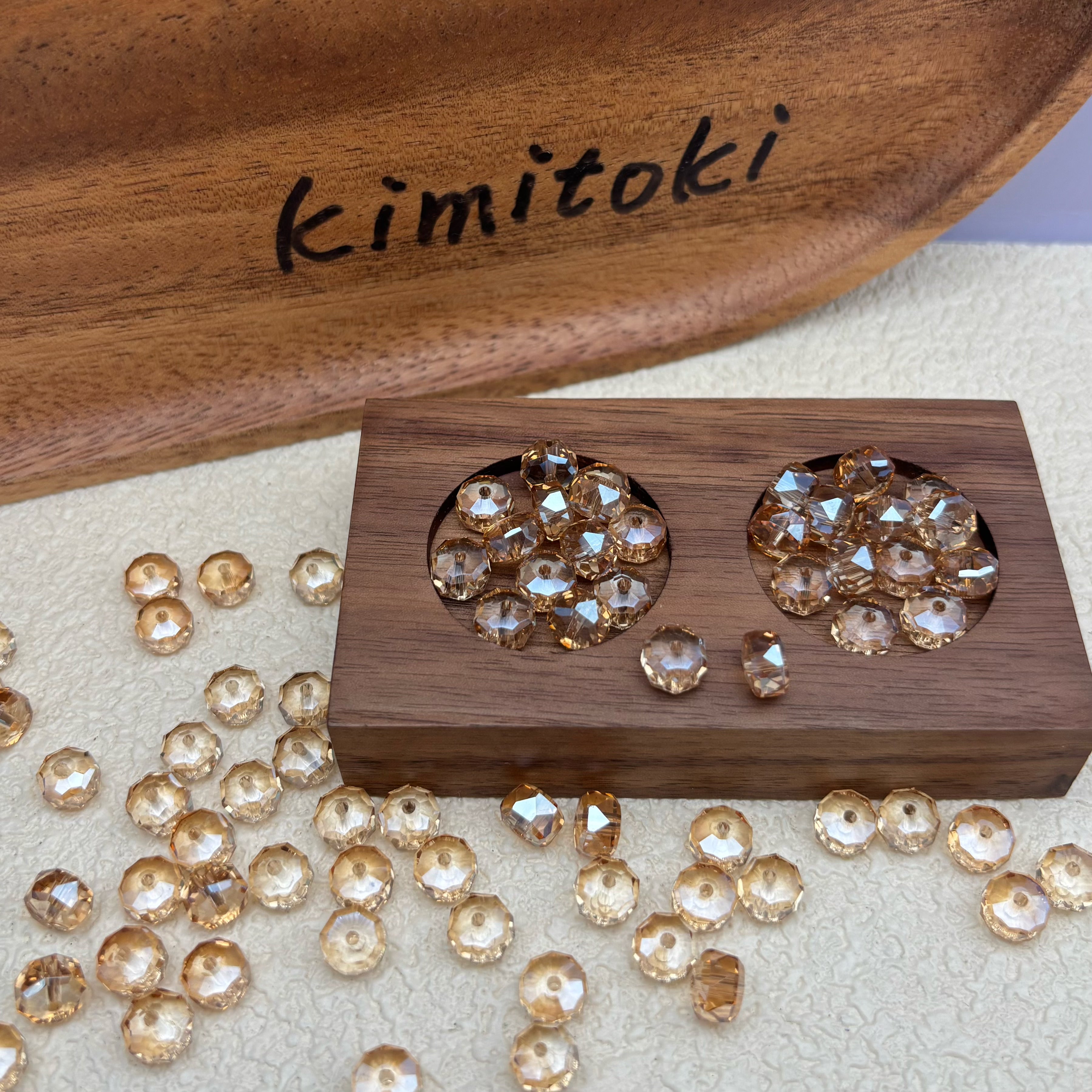 8mm | シャンパンカラー x オーロラカラーのロンデルビーズ