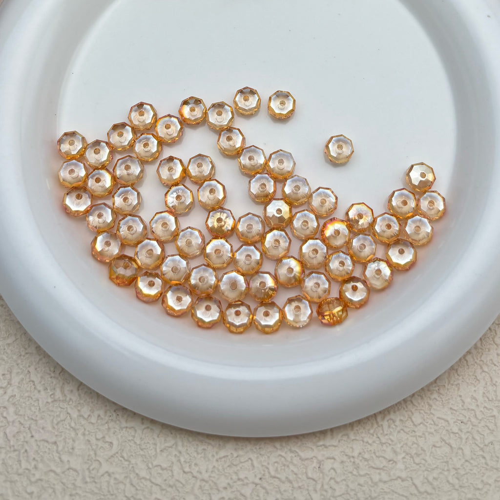 8mm | オレンジ x オーロラカラーのロンデルビーズ