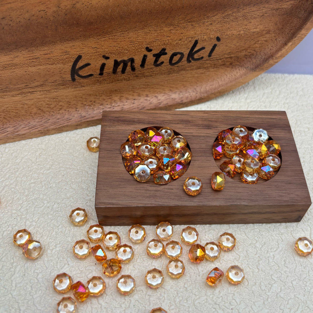 8mm | オレンジ x オーロラカラーのロンデルビーズ