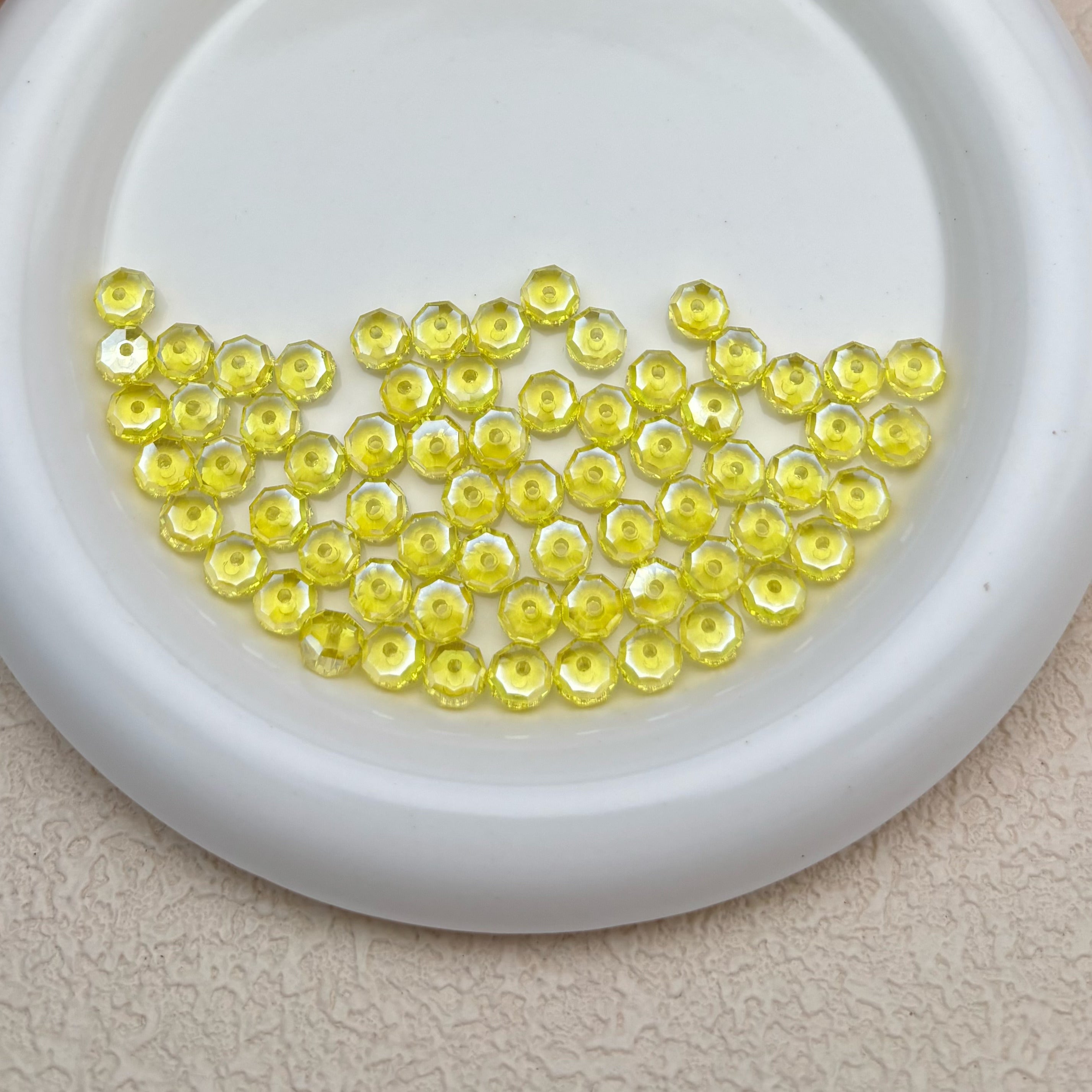 8mm | イエロー x オーロラカラーのロンデルビーズ