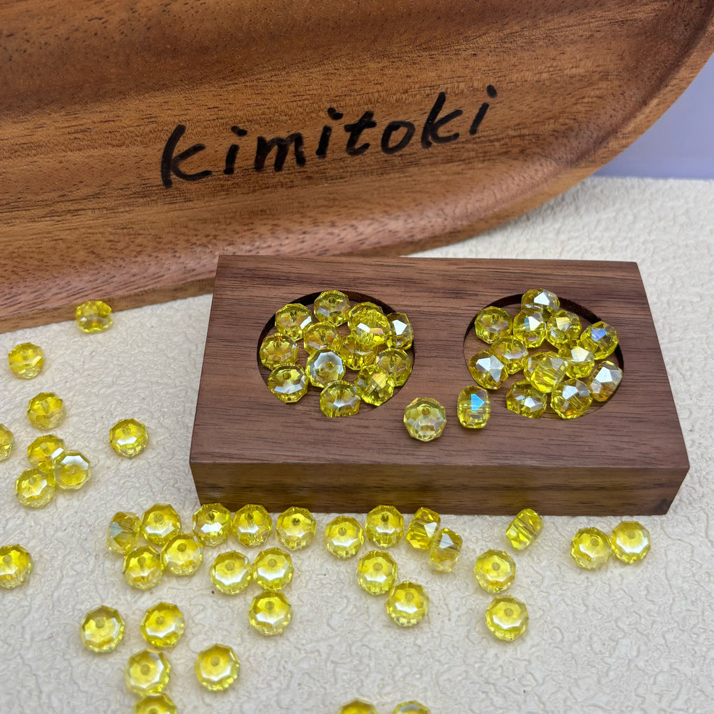 8mm | イエロー x オーロラカラーのロンデルビーズ