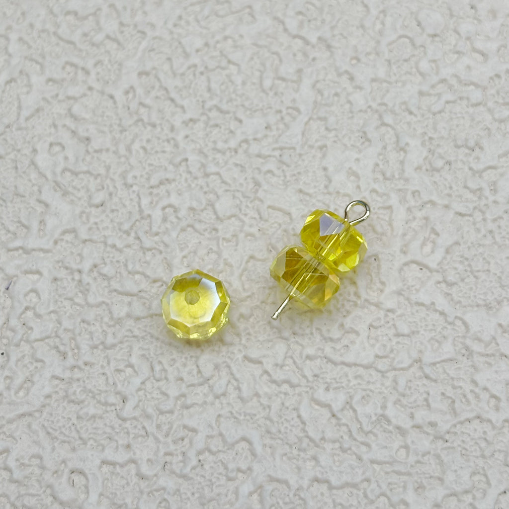 8mm | イエロー x オーロラカラーのロンデルビーズ