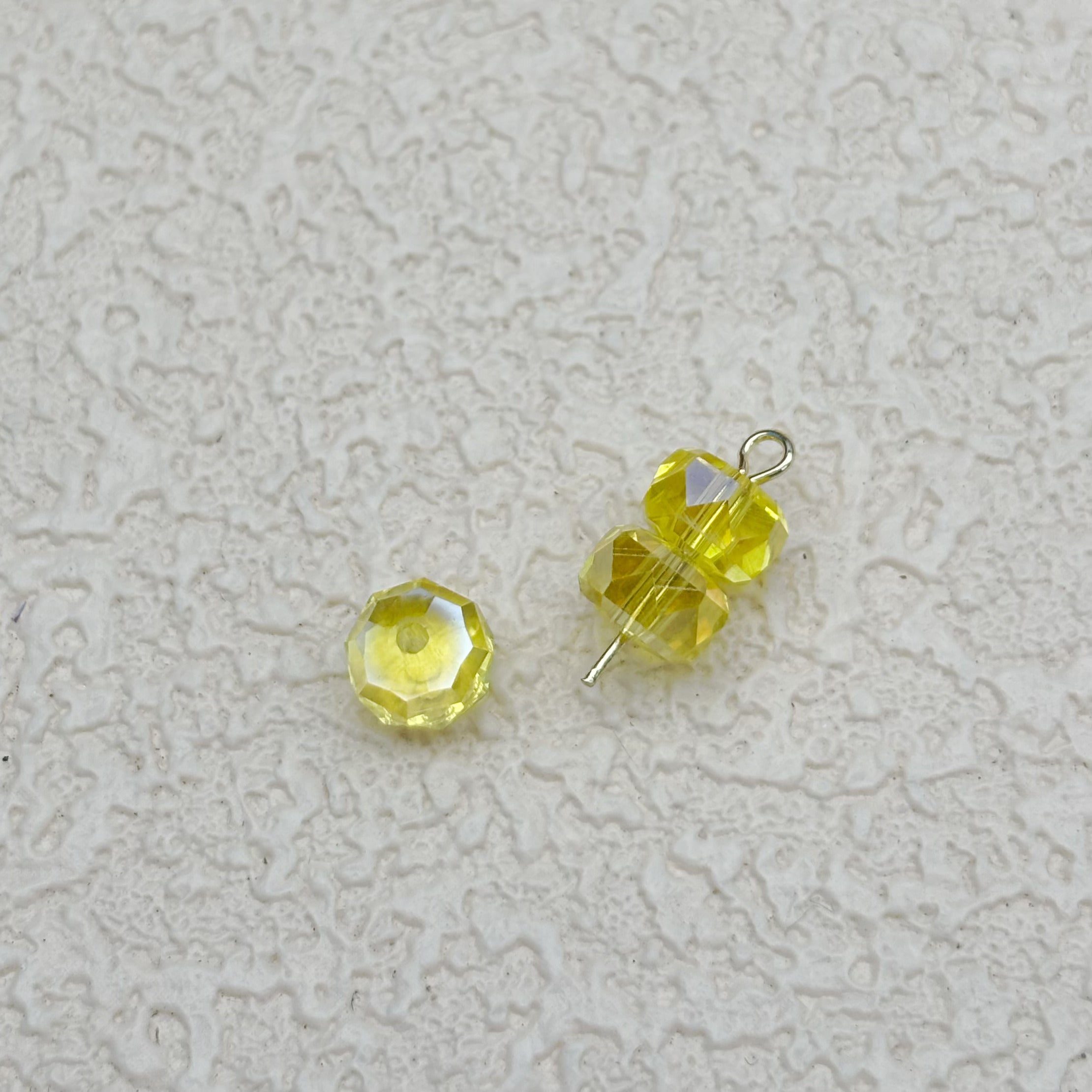 8mm | イエロー x オーロラカラーのロンデルビーズ