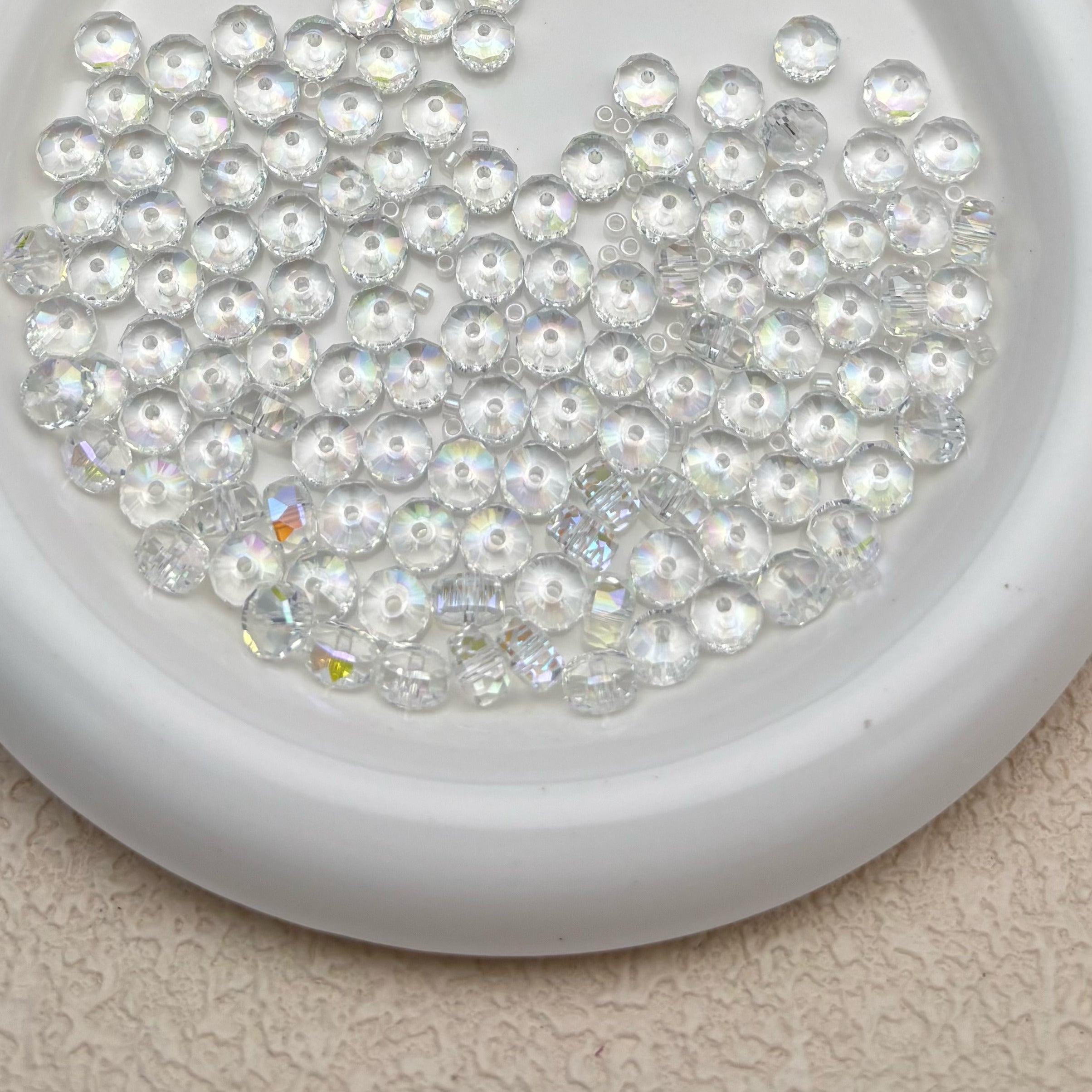 8mm | クリア x オーロラカラーのロンデルビーズ