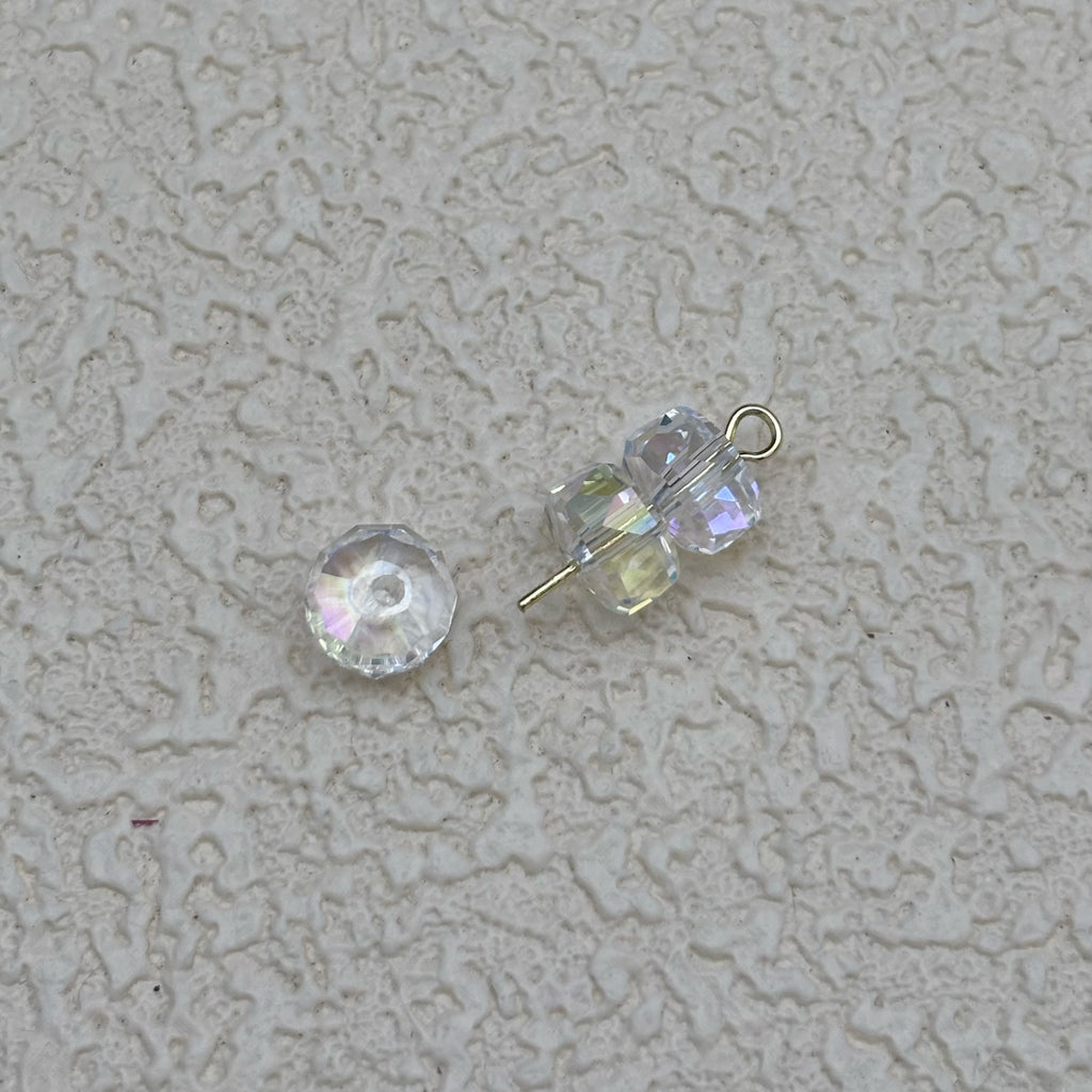 8mm | クリア x オーロラカラーのロンデルビーズ