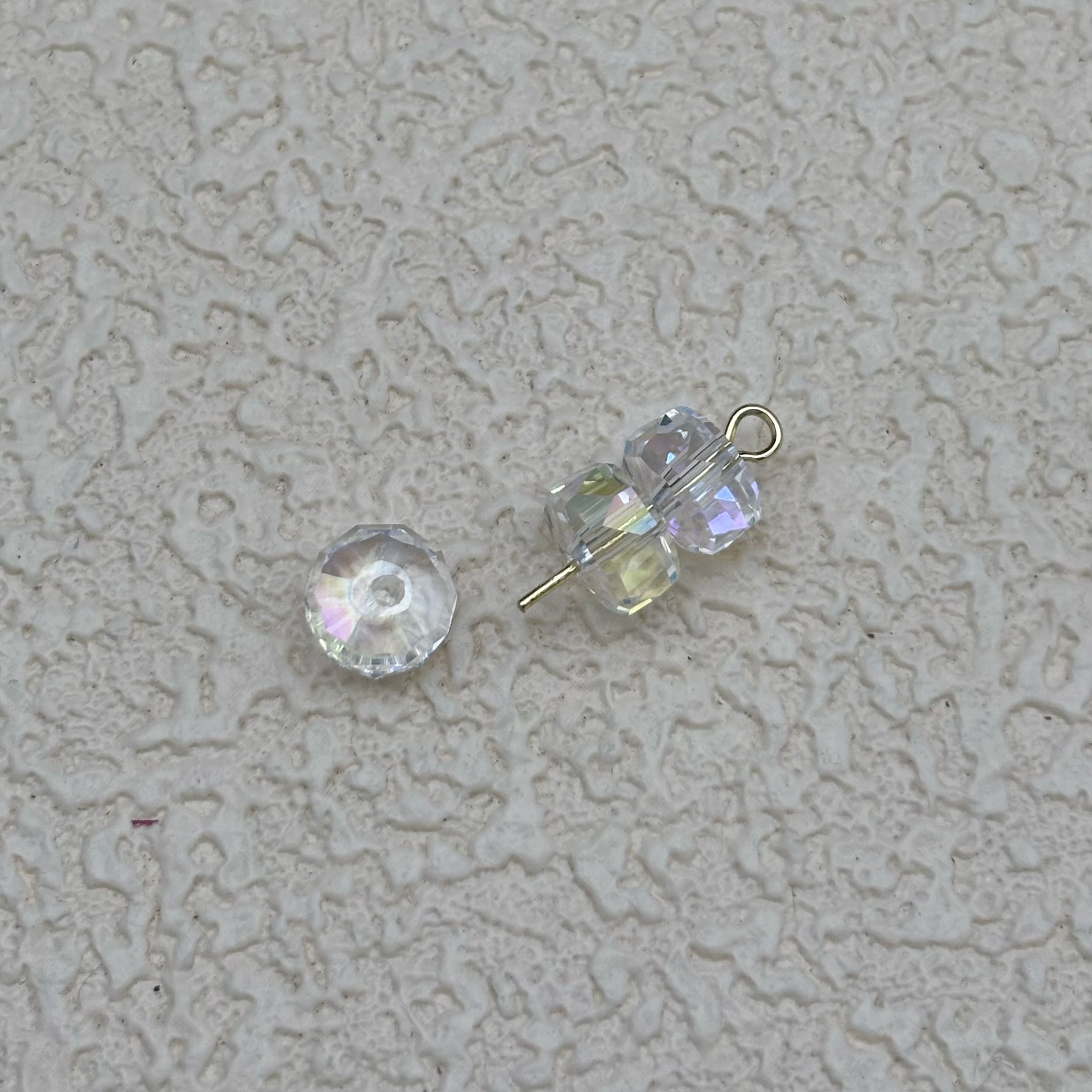 8mm | クリア x オーロラカラーのロンデルビーズ