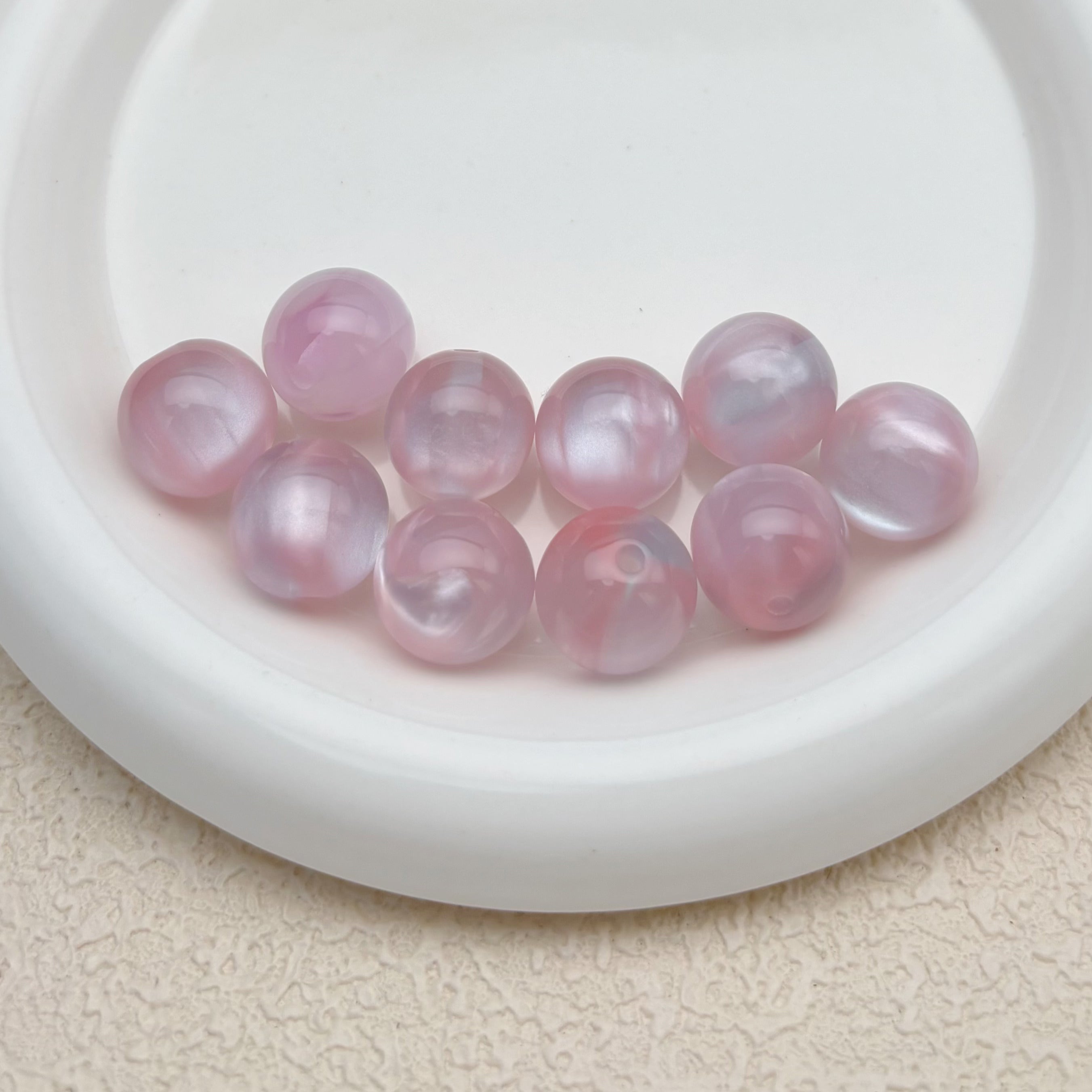 16mm | ピンク x ホワイトキャッツアイビーズ