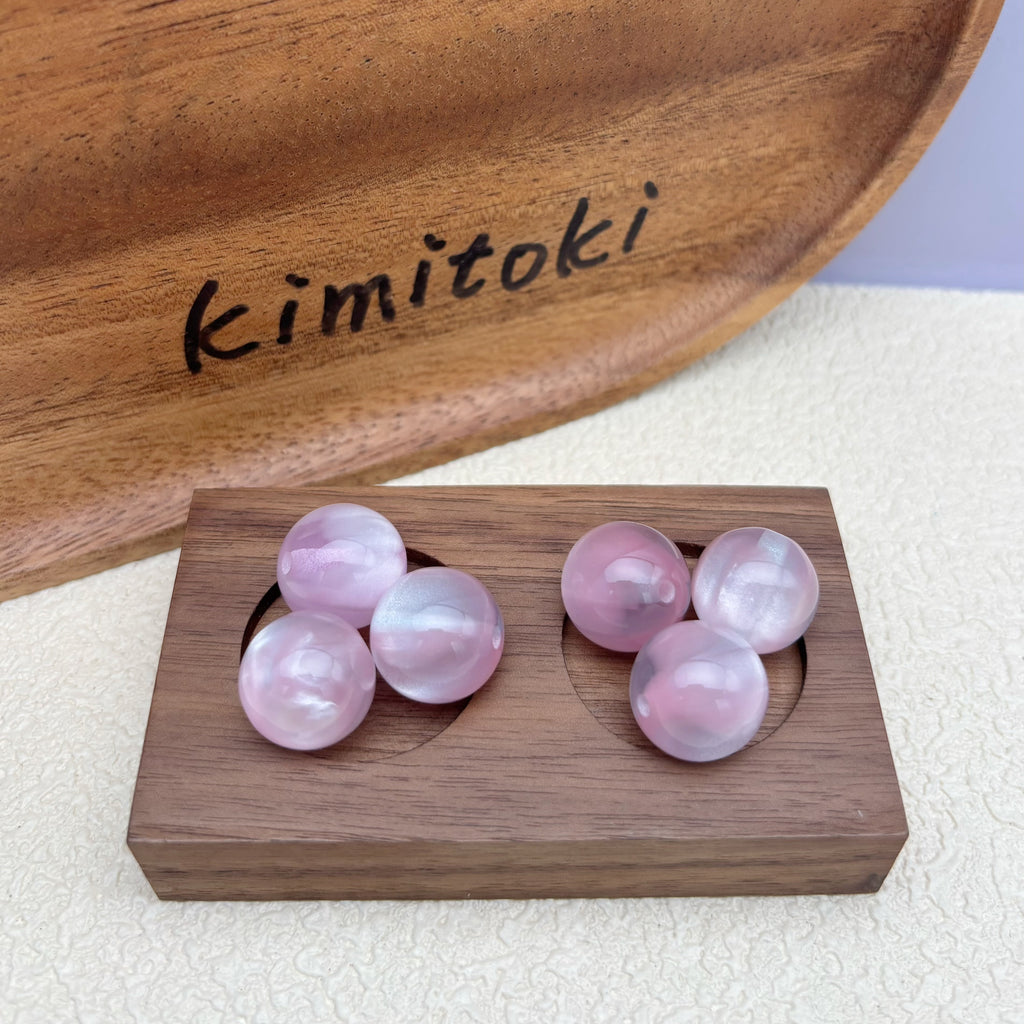 16mm | ピンク x ホワイトキャッツアイビーズ