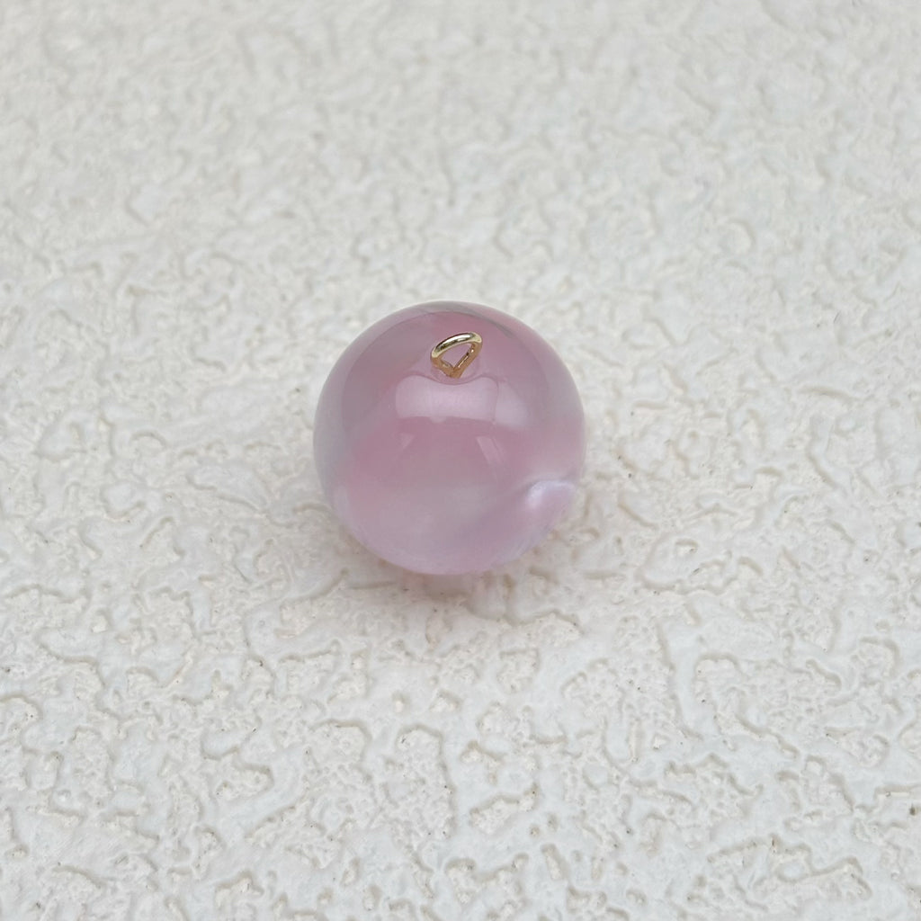 16mm | ピンク x ホワイトキャッツアイビーズ