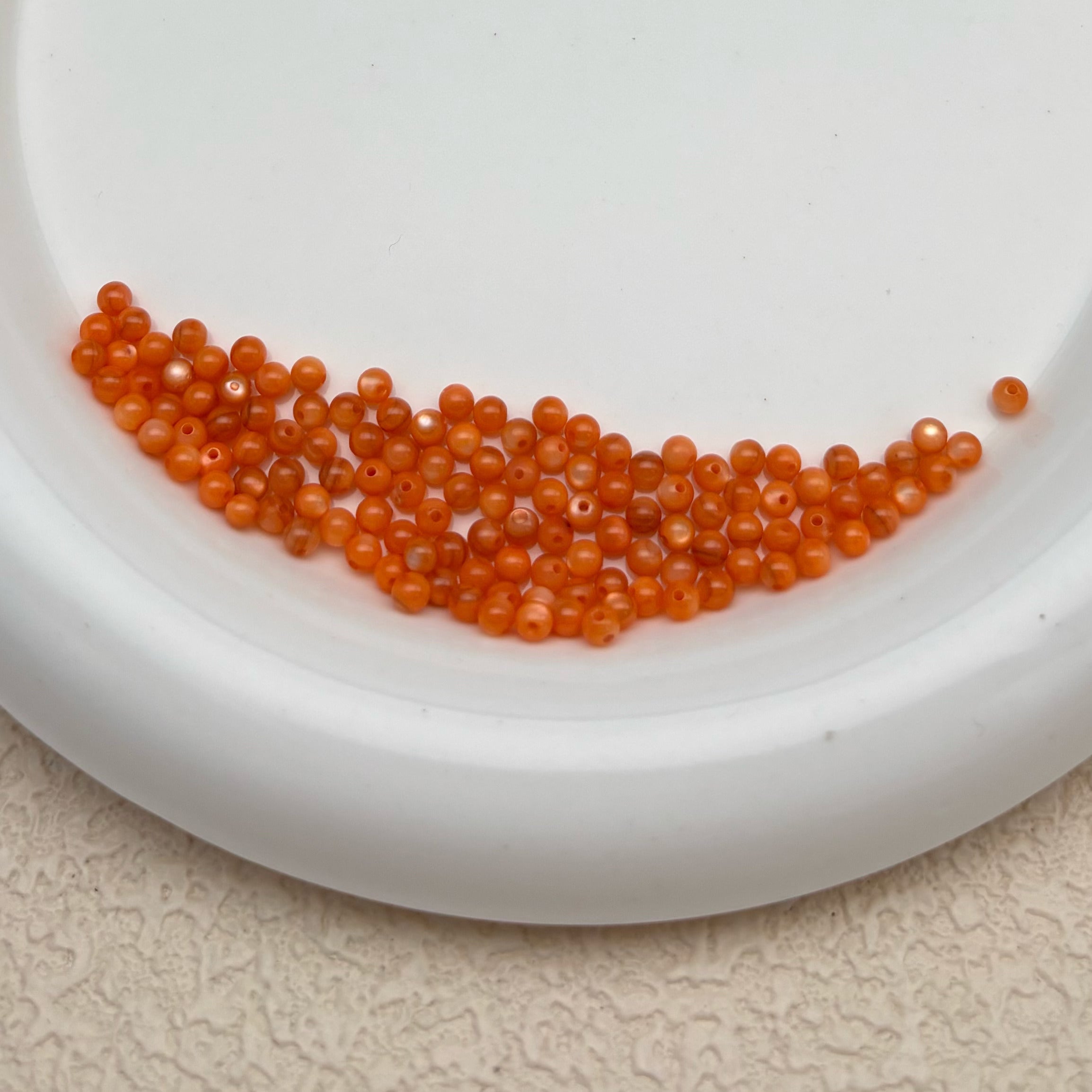 3mm | オレンジシェルビーズ