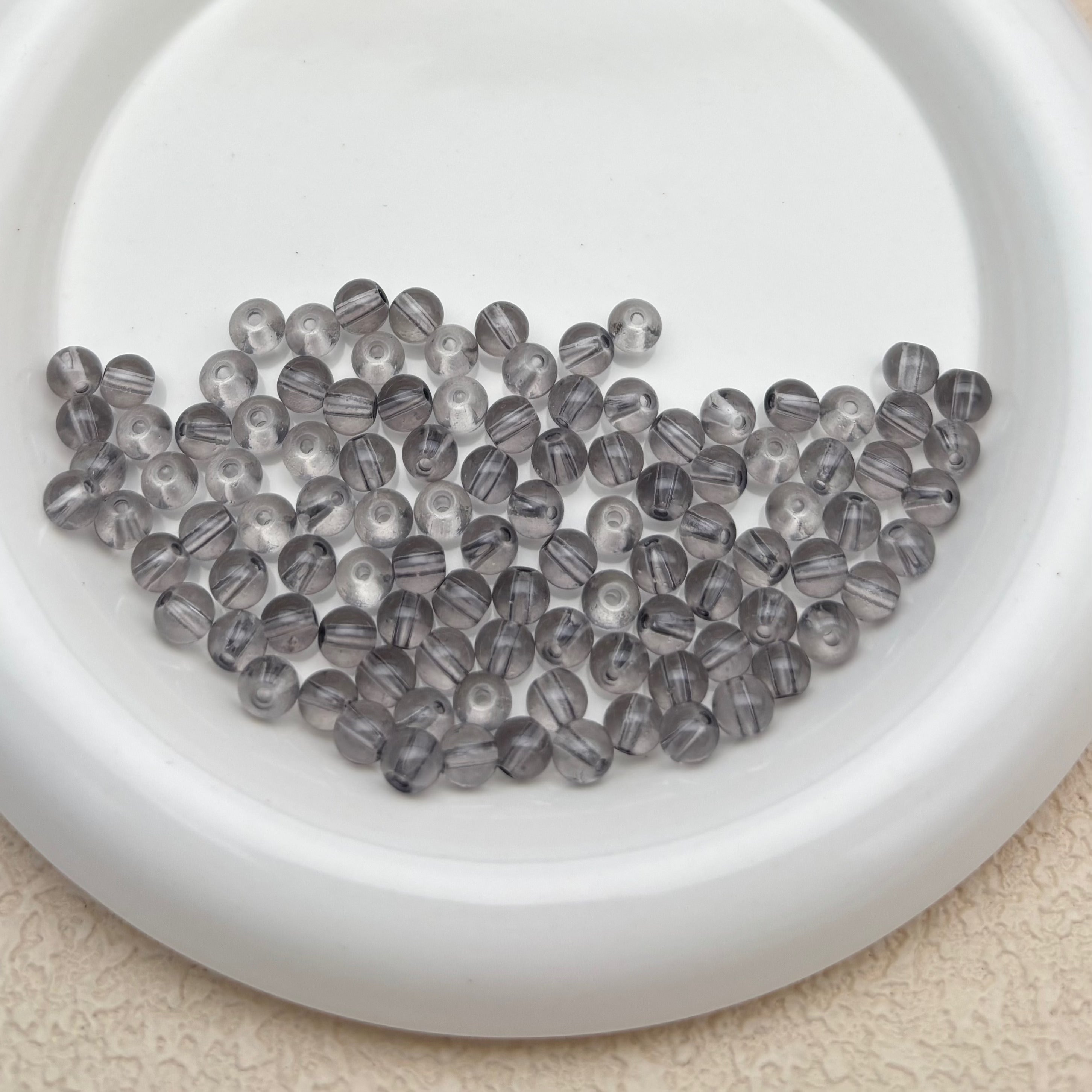 6mm | グレーグラスビーズ