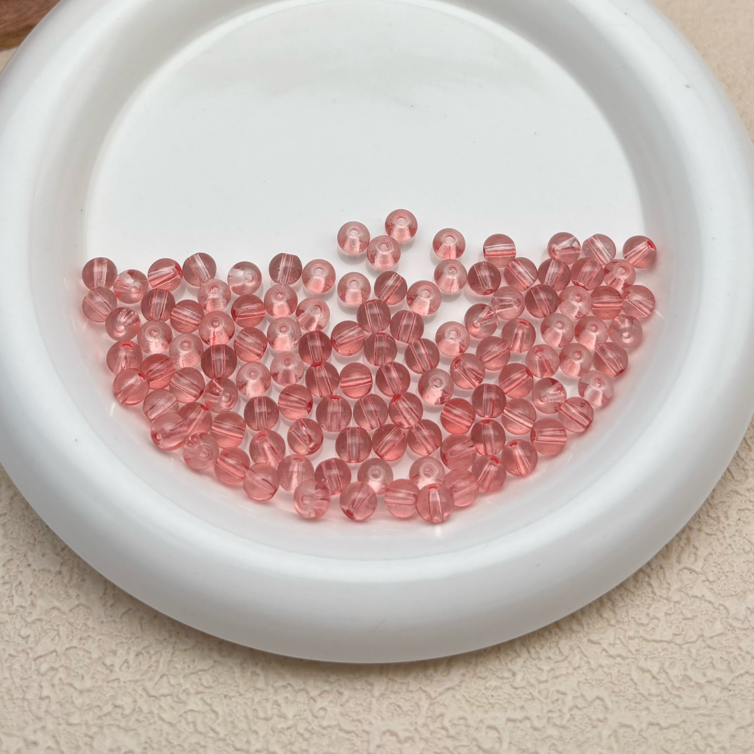6mm | グレープフルーツピンクグラスビーズ