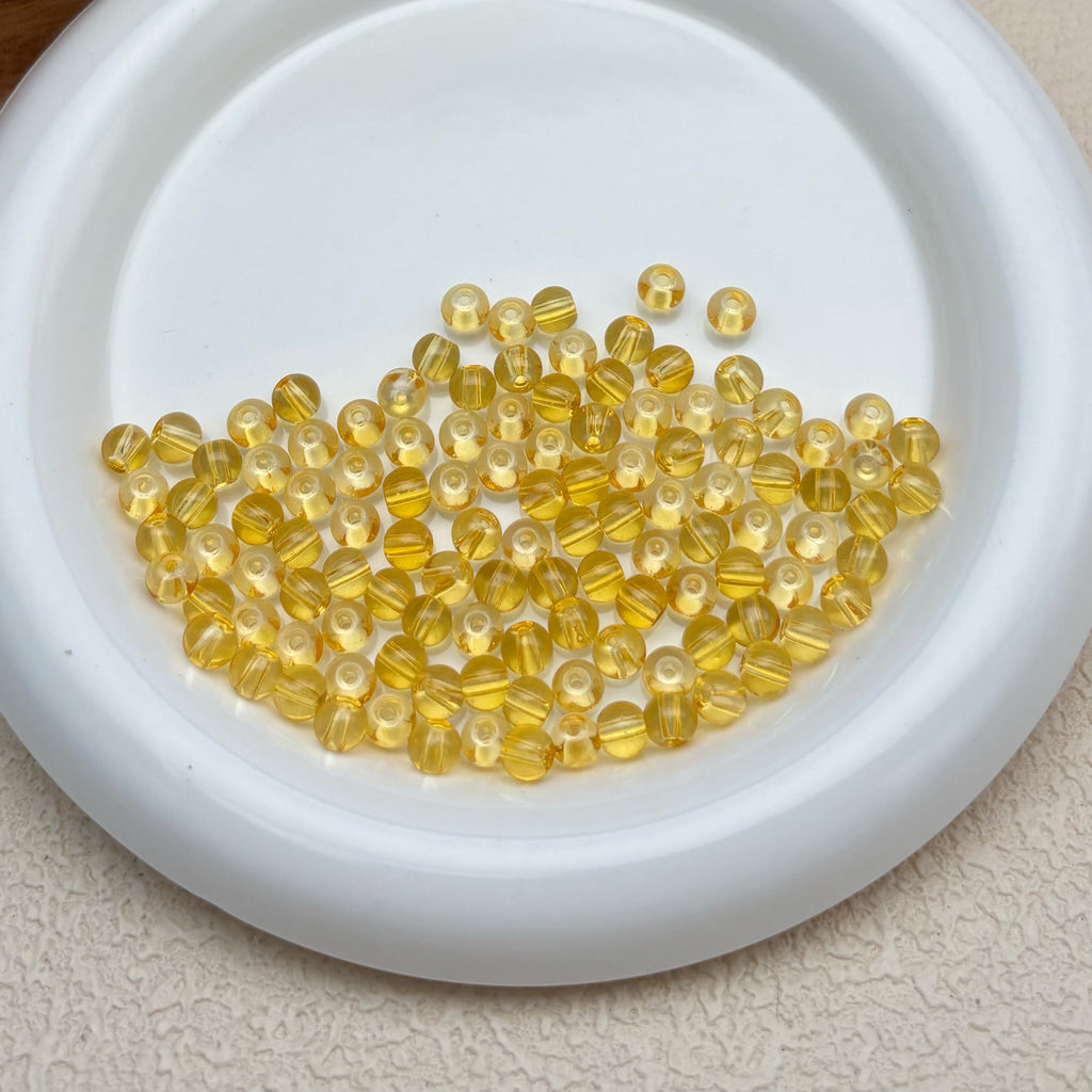 6mm | イエローグラスビーズ