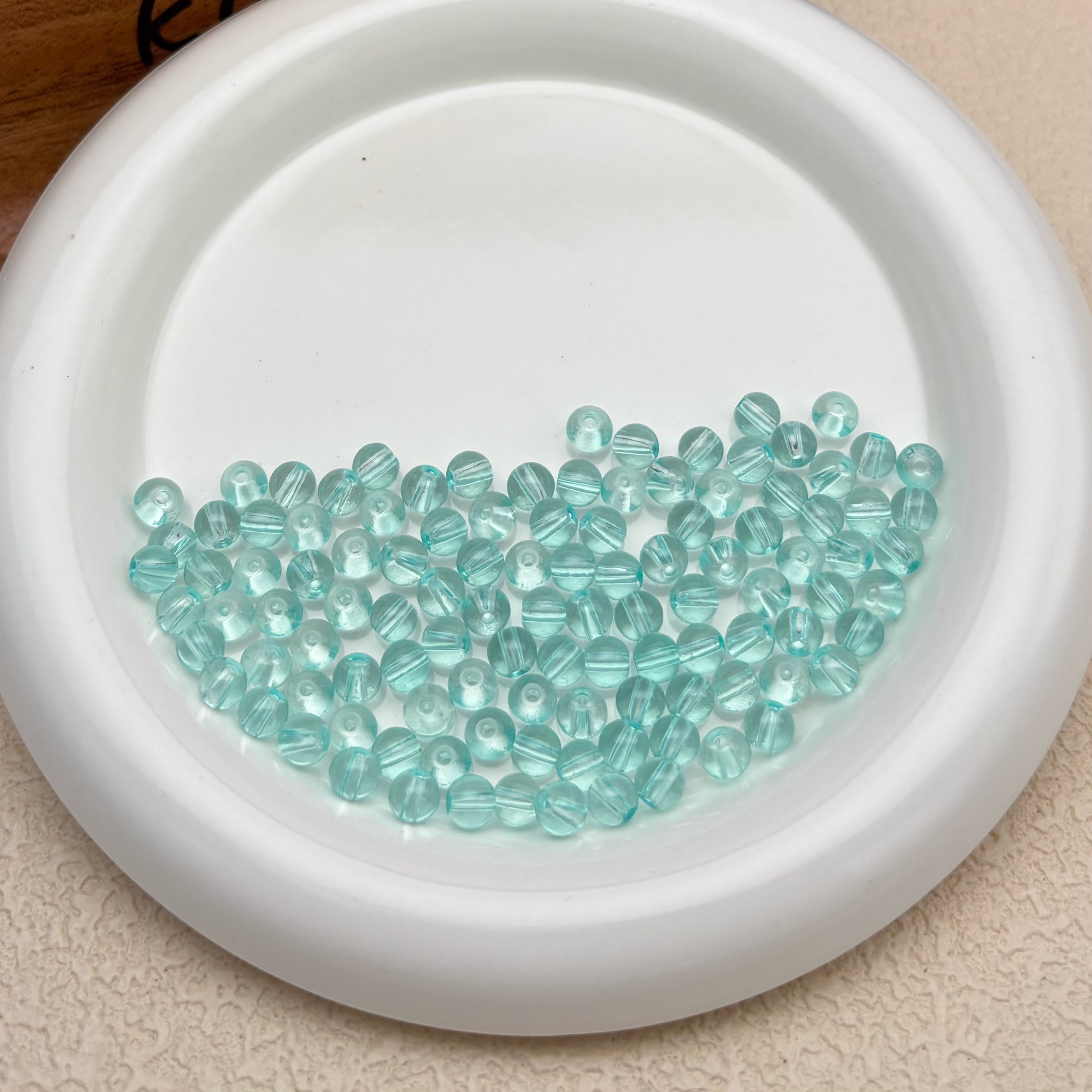 6mm | ウォーターブルーグラスビーズ