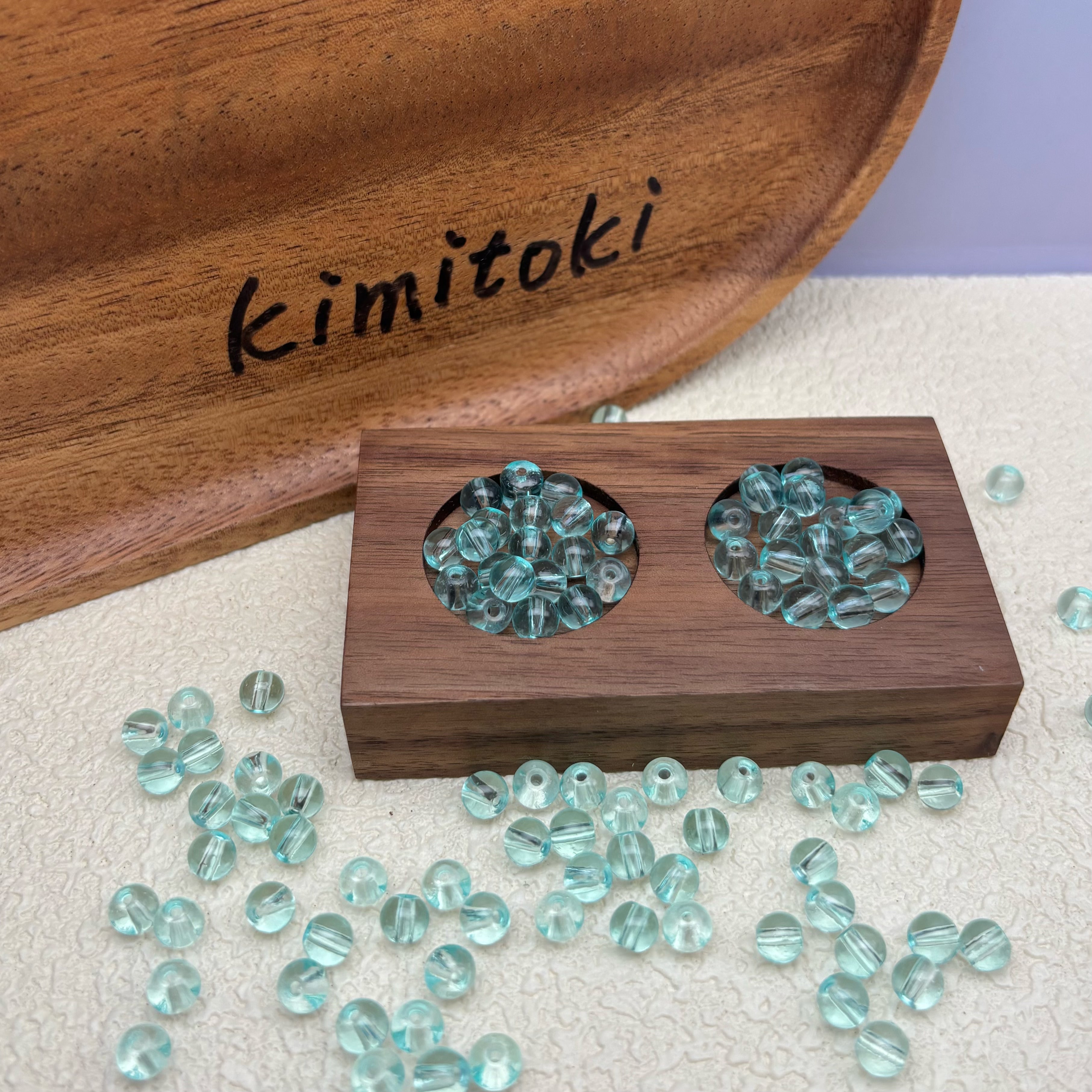 6mm | ウォーターブルーグラスビーズ
