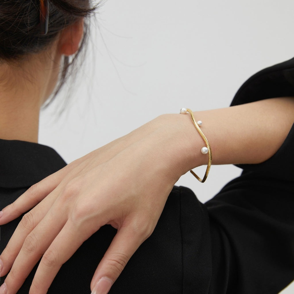 芽吹き | S925 パール・ブランチバングル14KGF