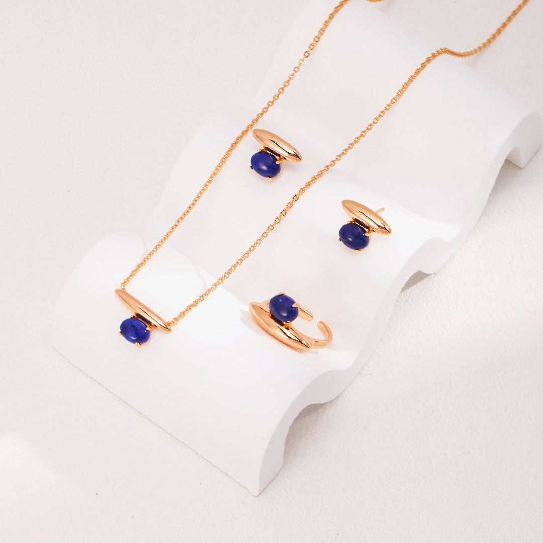 ひとひらの舟 | S925 孔雀石 ラピスラズリ のピアス・リング・ネックレス 14KGF