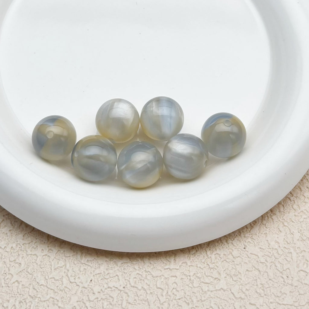 16mm | スモークブルー x ゴールドキャッツアイビーズ