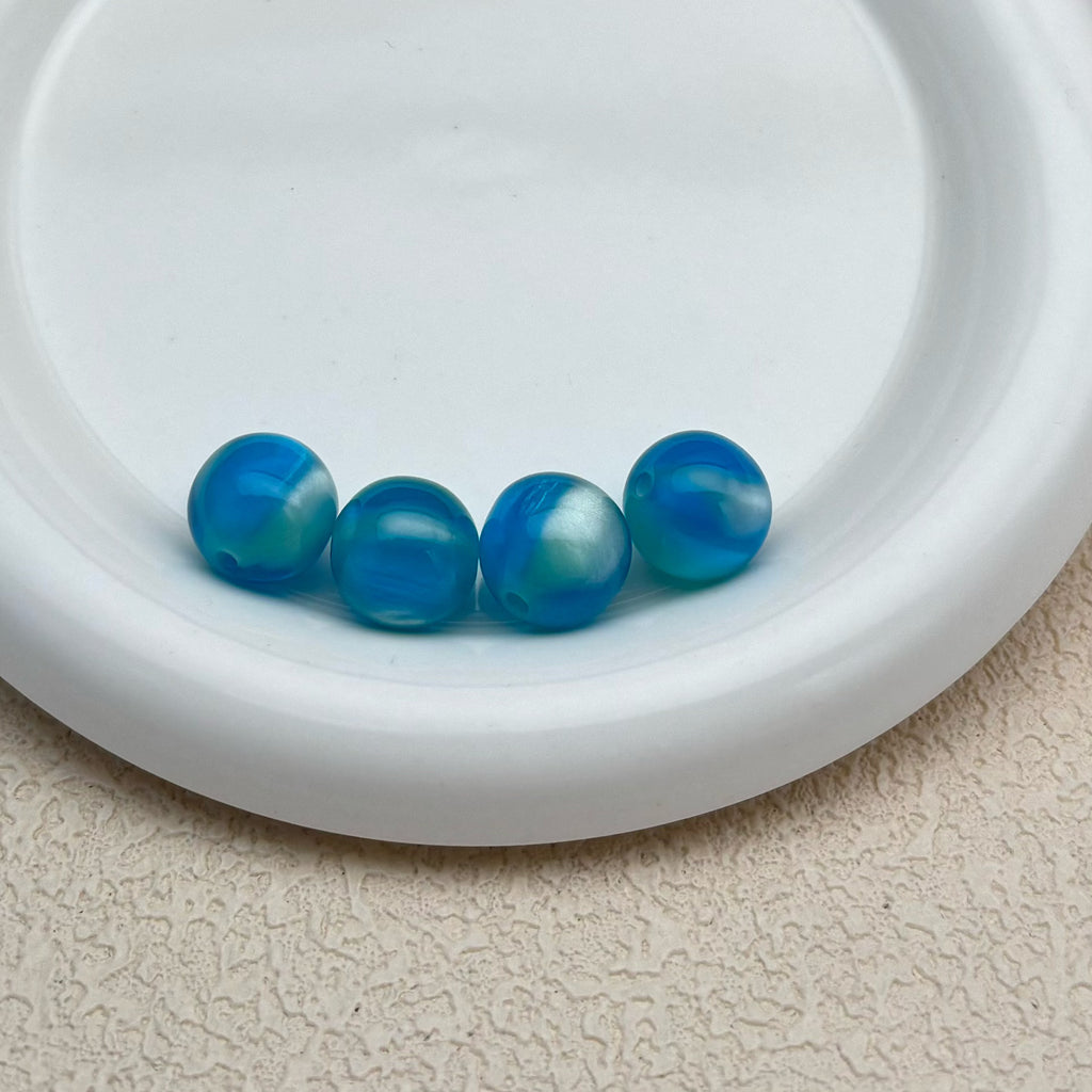 16mm | アクアブルー x ミントグリーンキャッツアイビーズ
