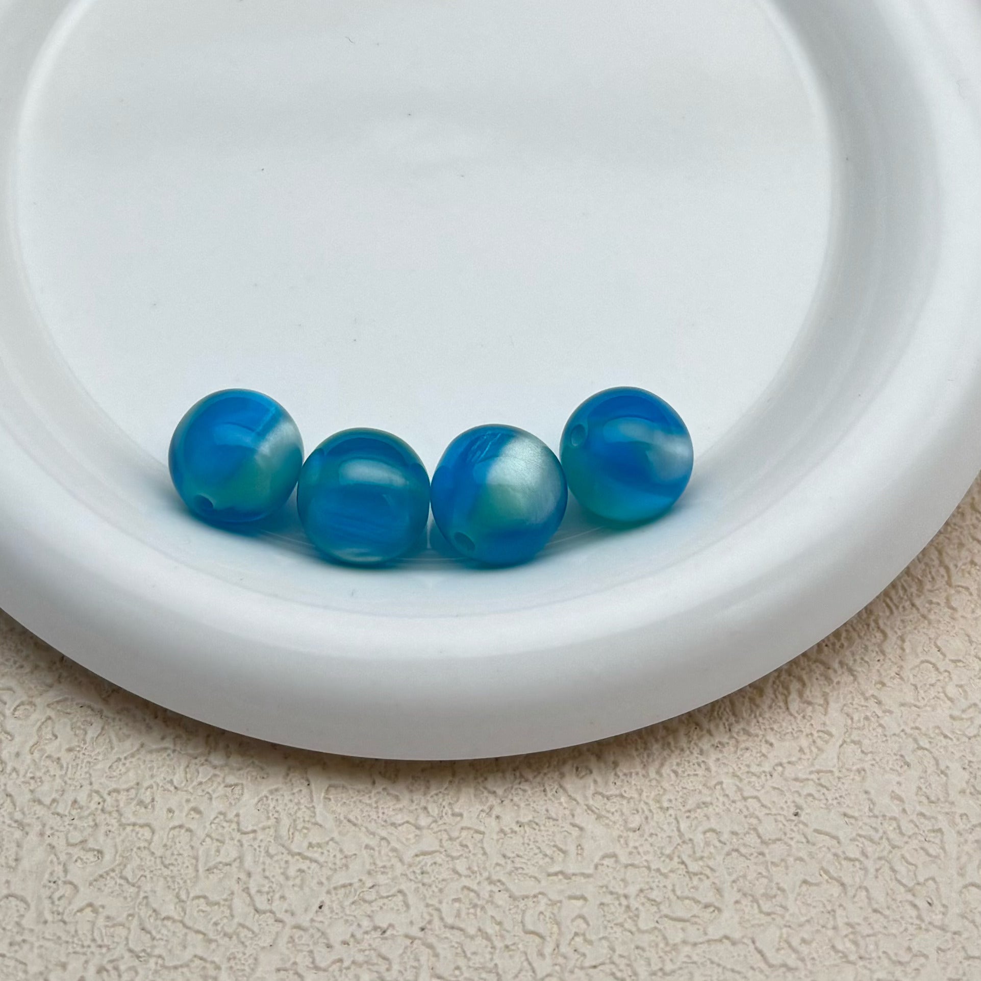 16mm | アクアブルー x ミントグリーンキャッツアイビーズ