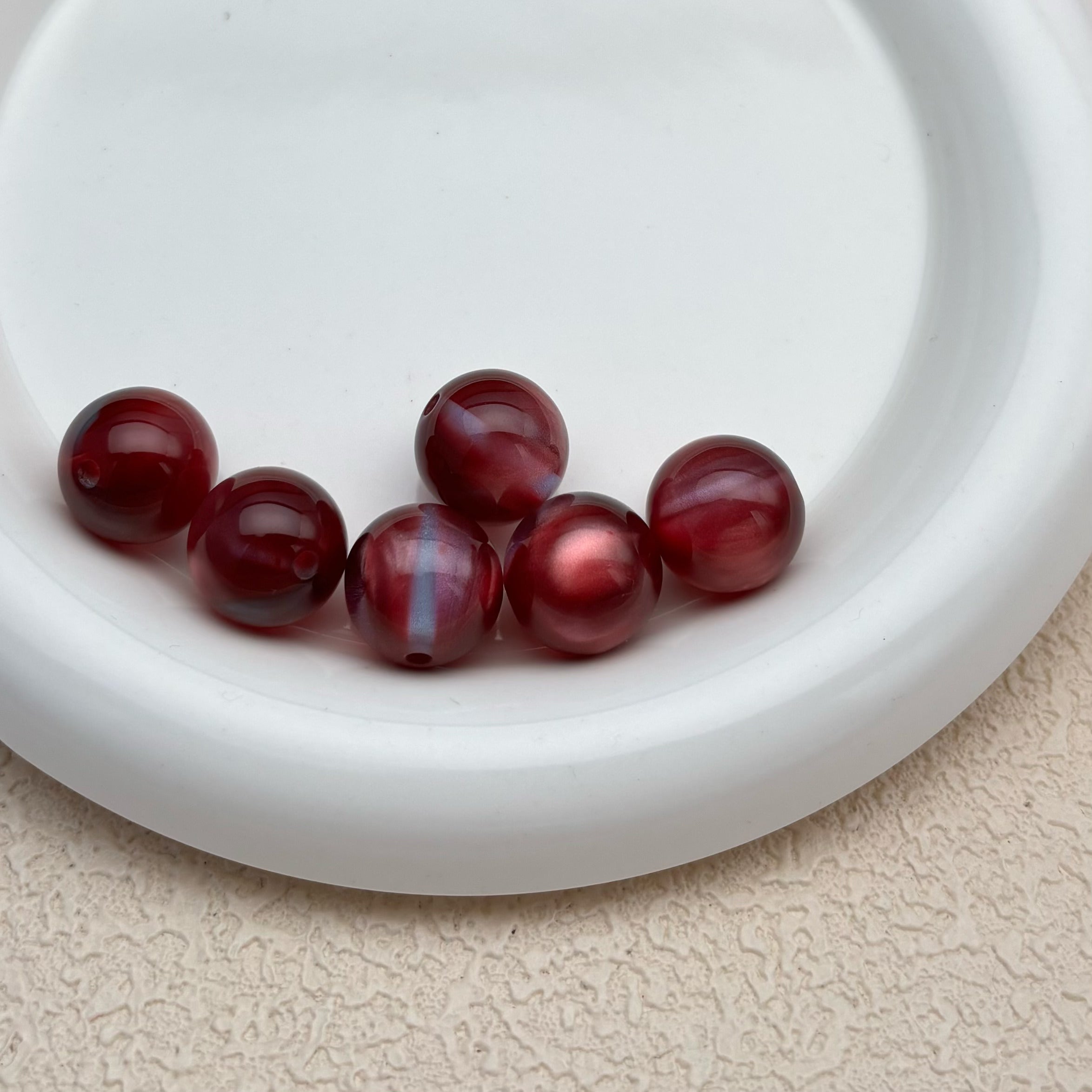 16mm | ワインレッド x スモークブルーキャッツアイビーズ