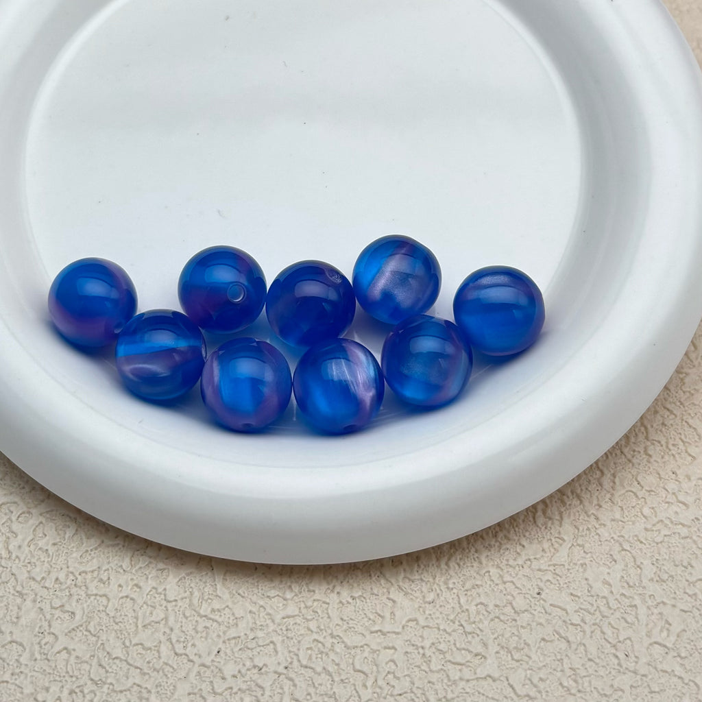 16mm | ブルー x パープルキャッツアイビーズ