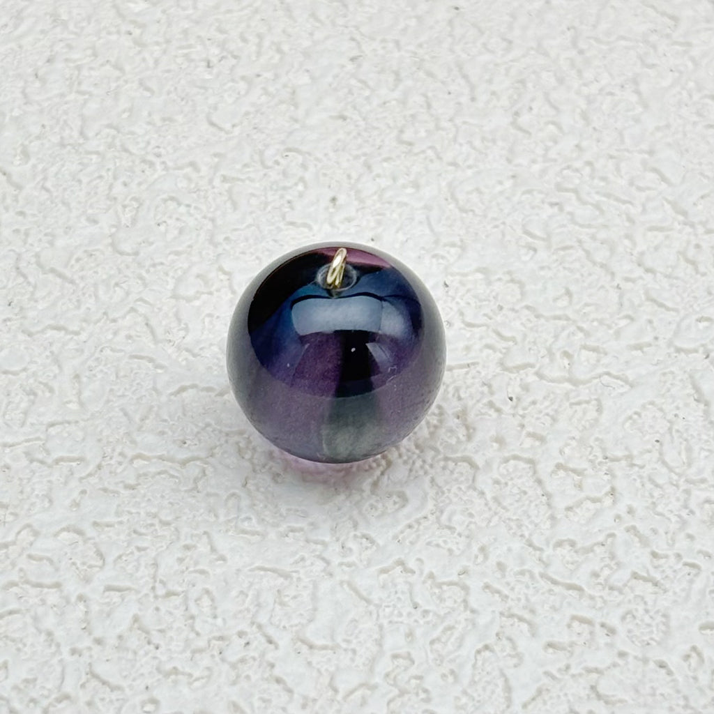 16mm | ブラック x パープルキャッツアイビーズ