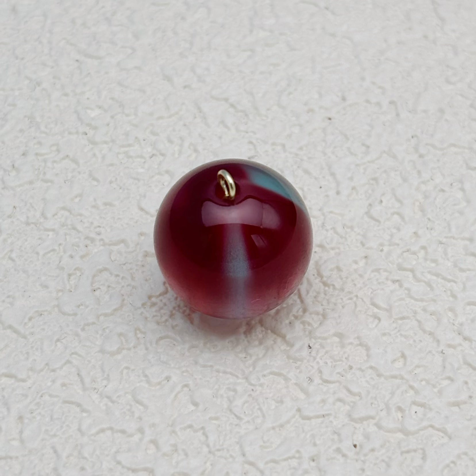 16mm | ワインレッド x スモークブルーキャッツアイビーズ