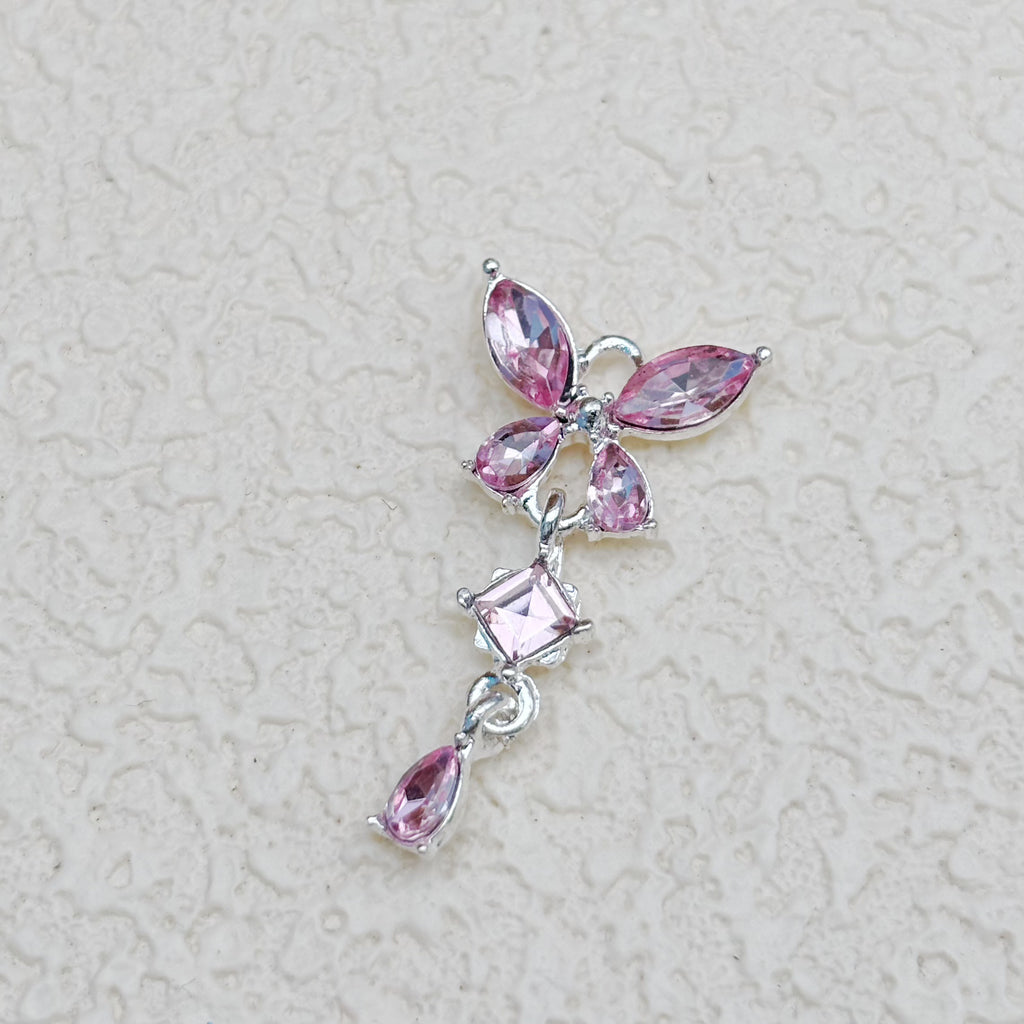 カラフルなジルコニアの蝶チャーム（ミニチャーム付き）