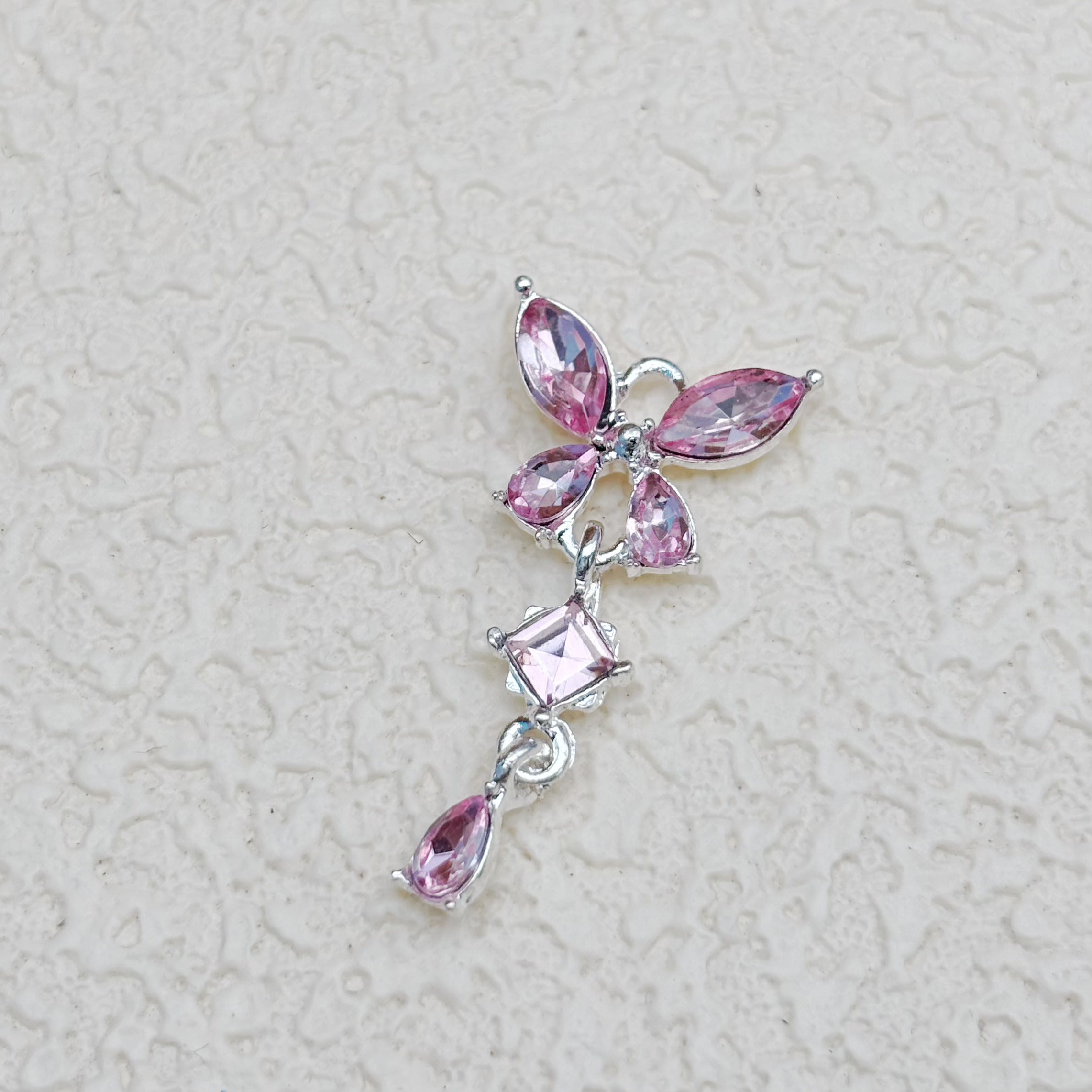 カラフルなジルコニアの蝶チャーム（ミニチャーム付き）