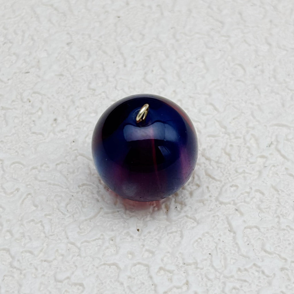 16mm | ネイビーブルー x ワインレッドキャッツアイビーズ