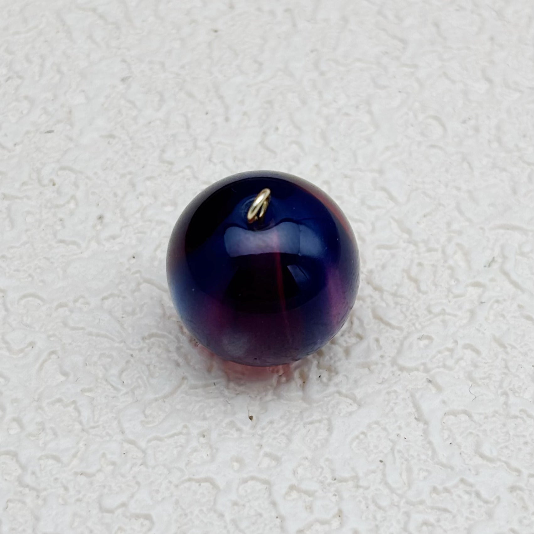 16mm | ネイビーブルー x ワインレッドキャッツアイビーズ