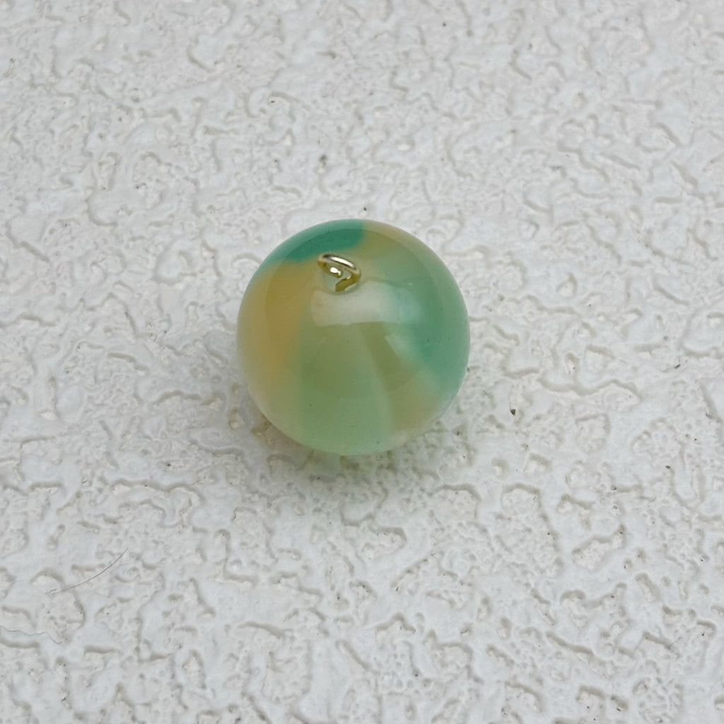 16mm | ミントグリーン x ゴールドキャッツアイビーズ