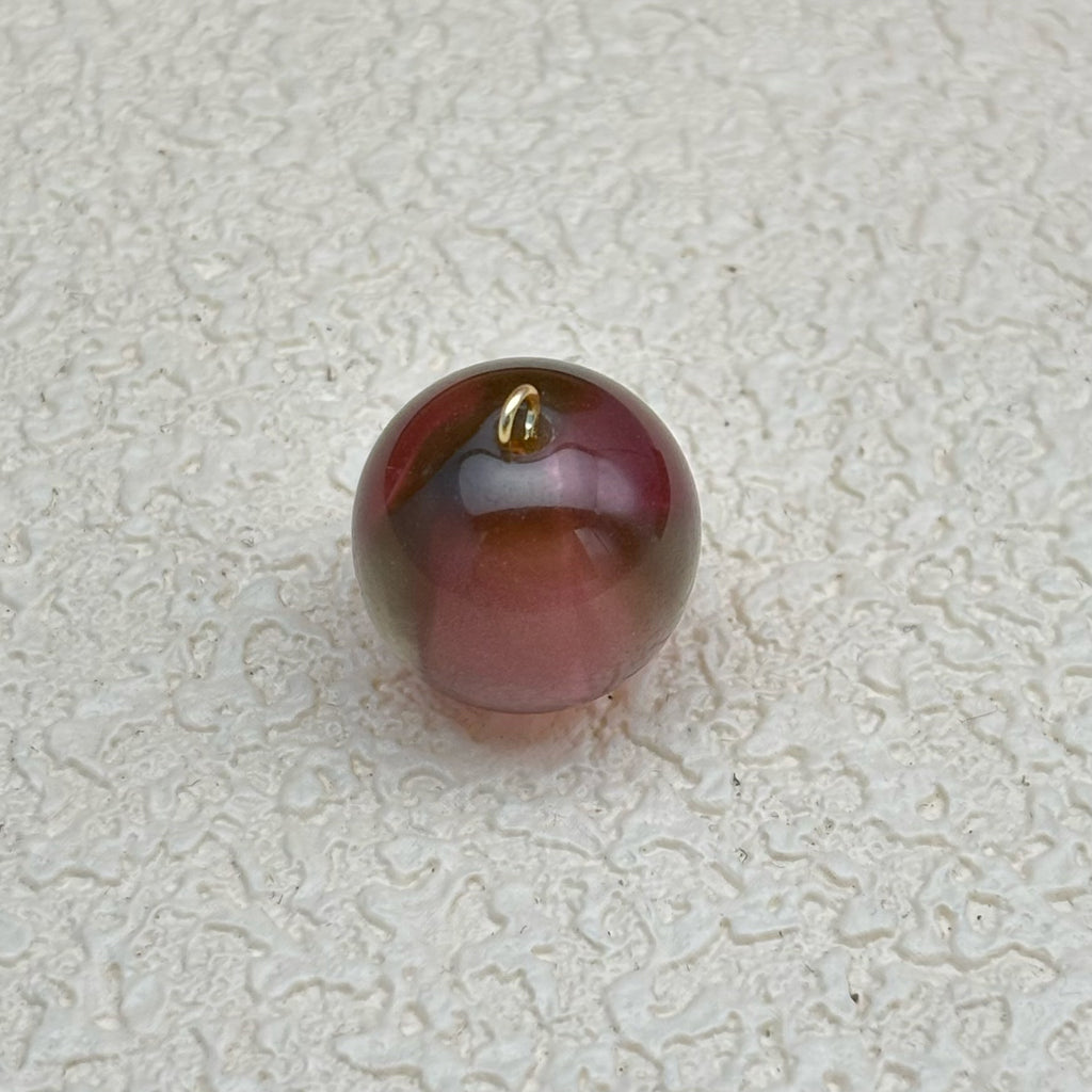 16mm | ダークカーキ x スモークピンクキャッツアイビーズ