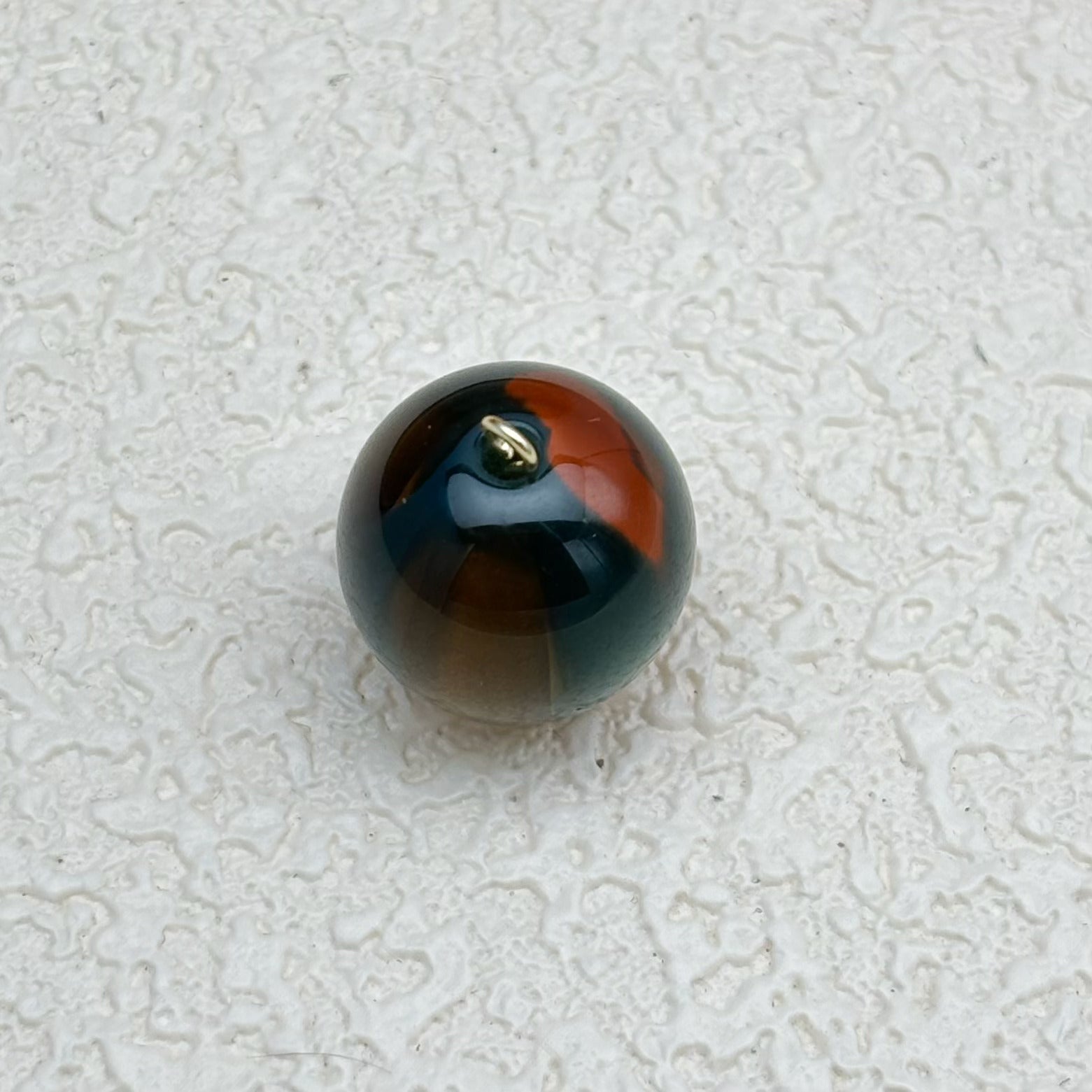 16mm | ディープグリーン x キャラメルキャッツアイビーズ