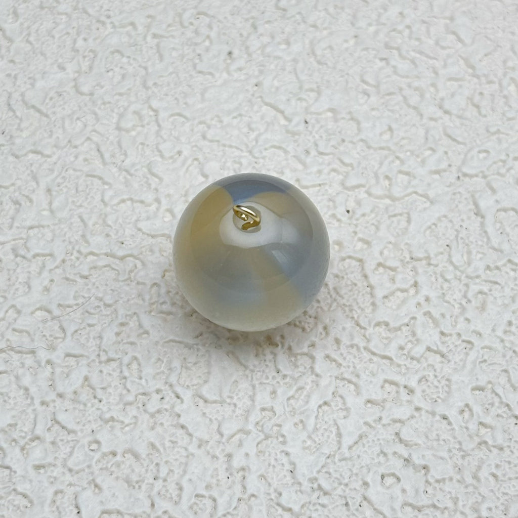 16mm | スモークブルー x ゴールドキャッツアイビーズ