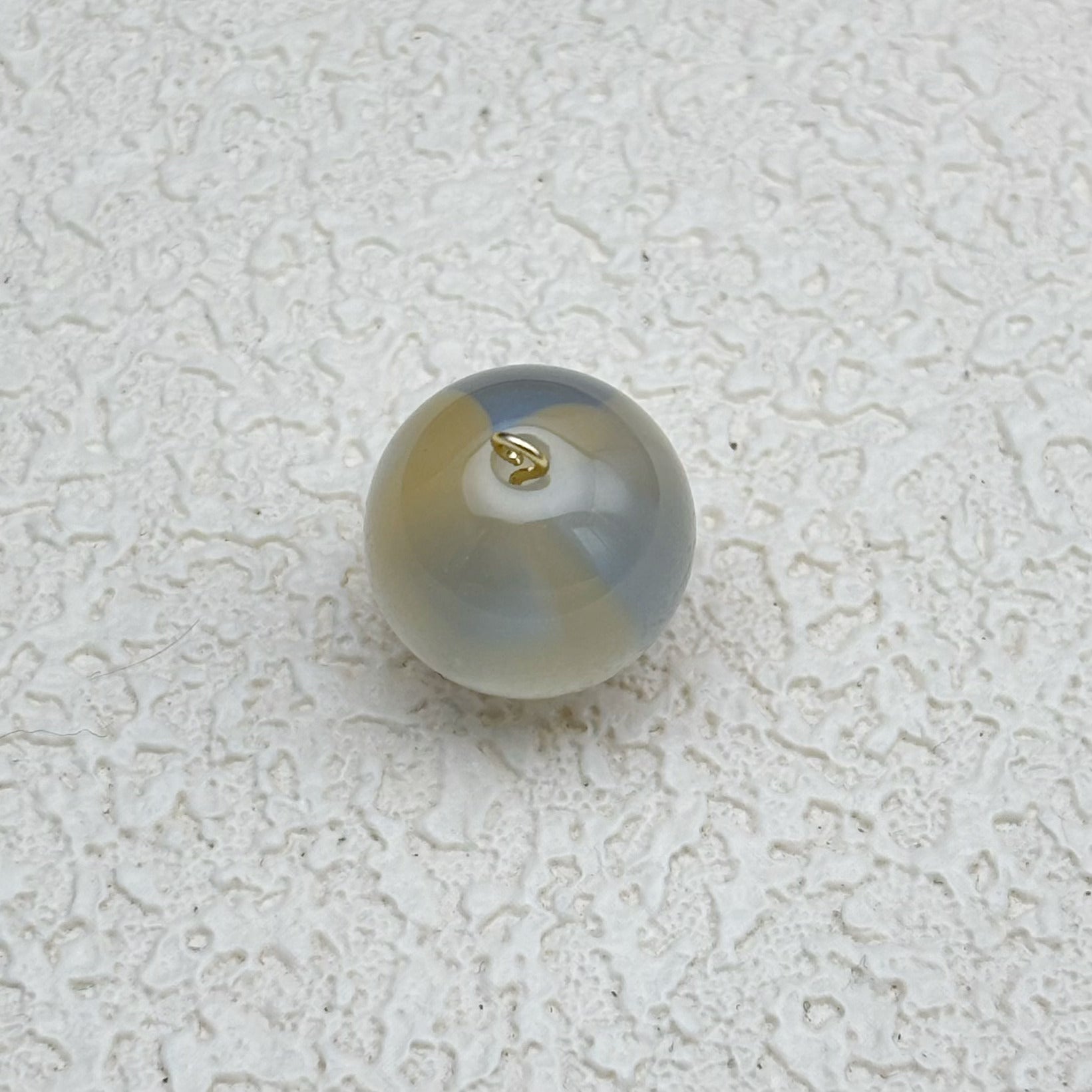 16mm | スモークブルー x ゴールドキャッツアイビーズ