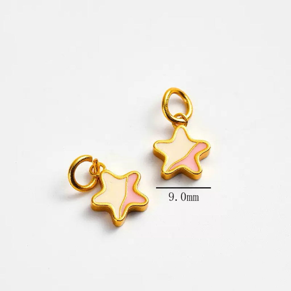 エポキシ加工のツートンカラー星型チャーム（金具付き）