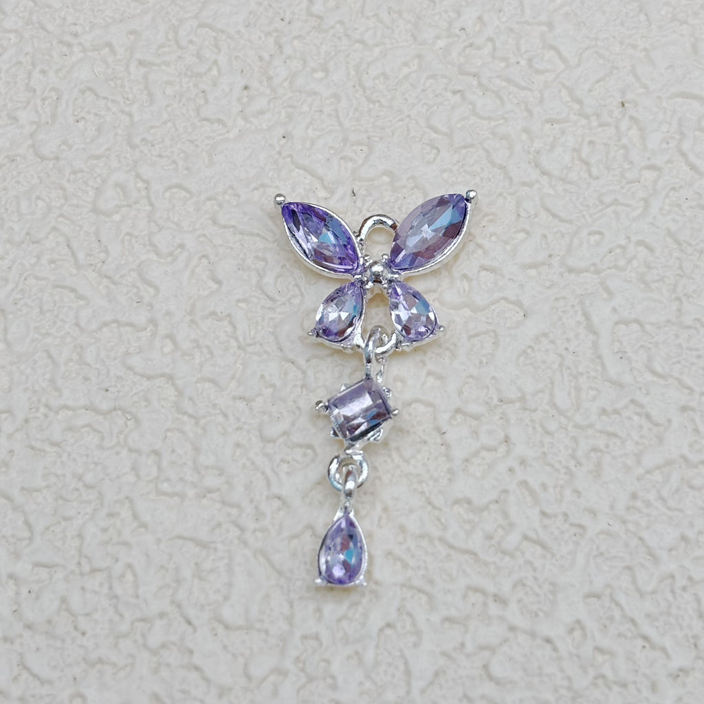 カラフルなジルコニアの蝶チャーム（ミニチャーム付き）