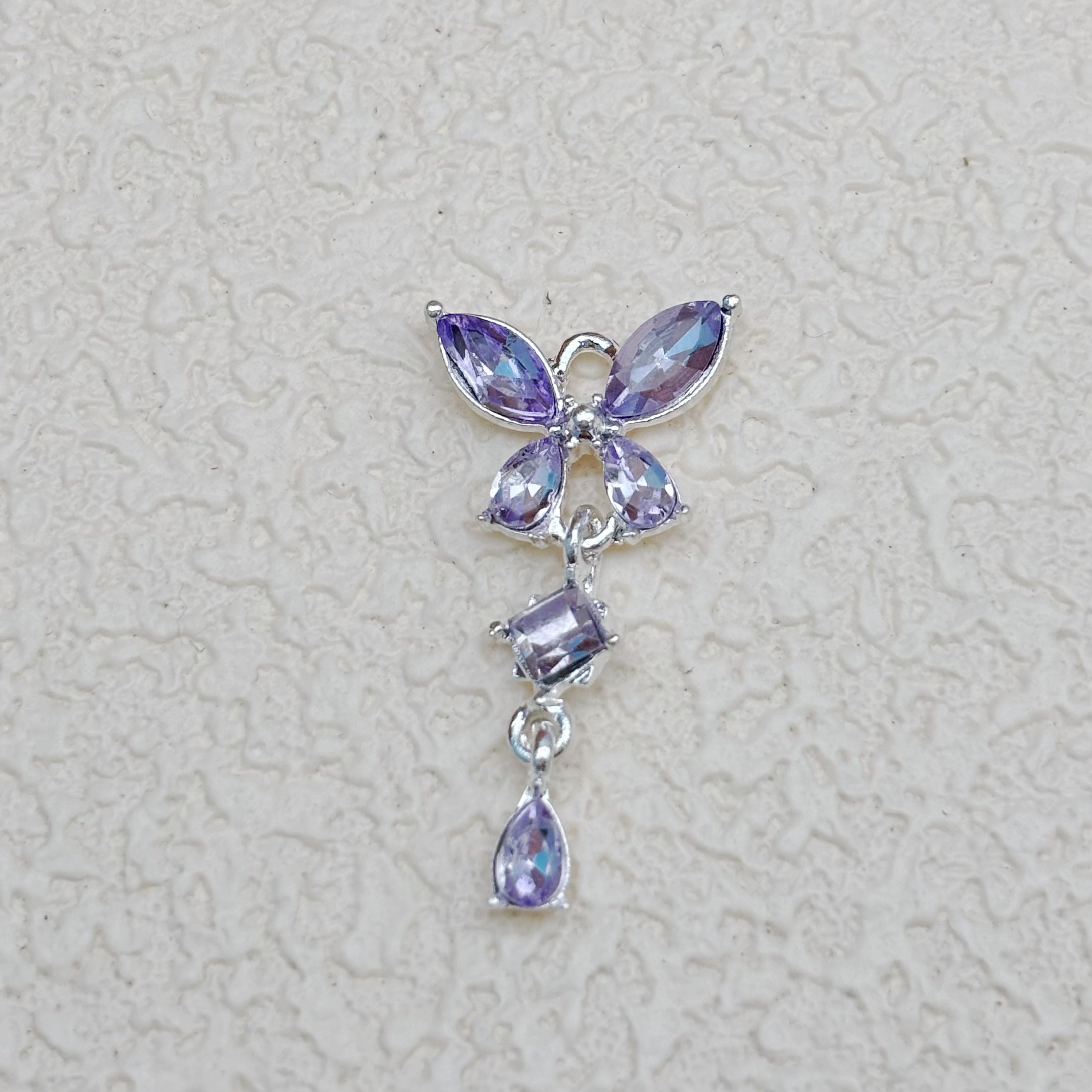 カラフルなジルコニアの蝶チャーム（ミニチャーム付き）