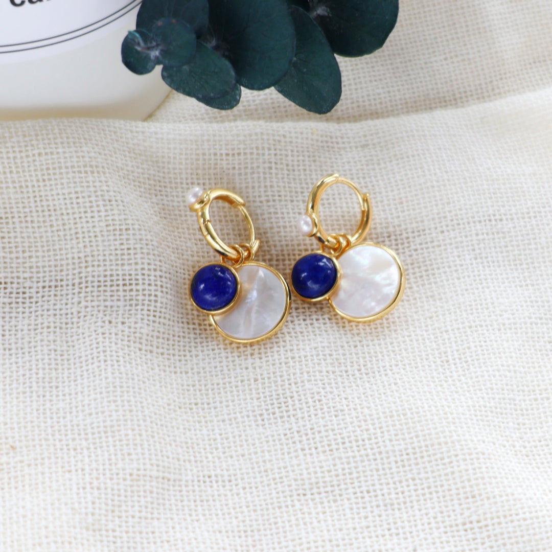 结カエル | ラピス・マザーオブパールのピアス