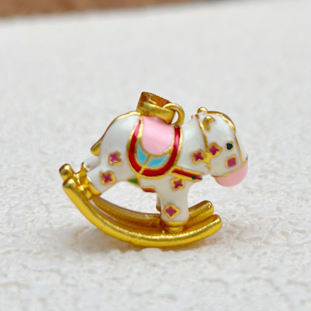 エポキシ加工の立体ロッキングホースチャーム（金具付き）