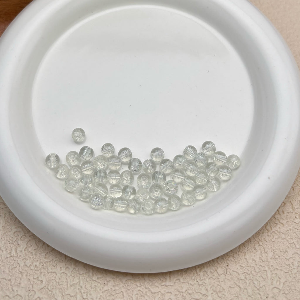 6mm | クリアホワイトクラックビーズ